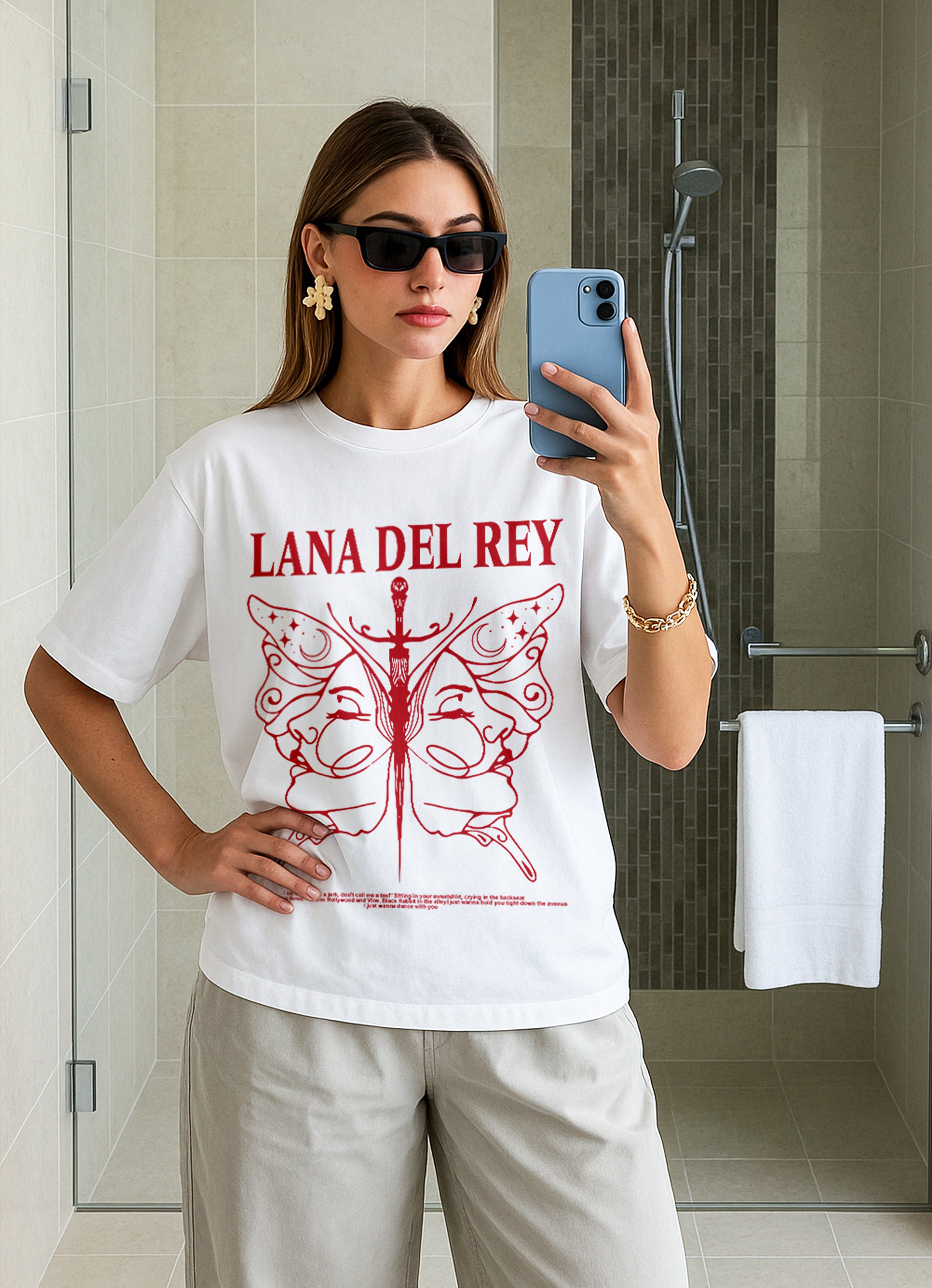 Lana Butterfly White Oversized Tshirt