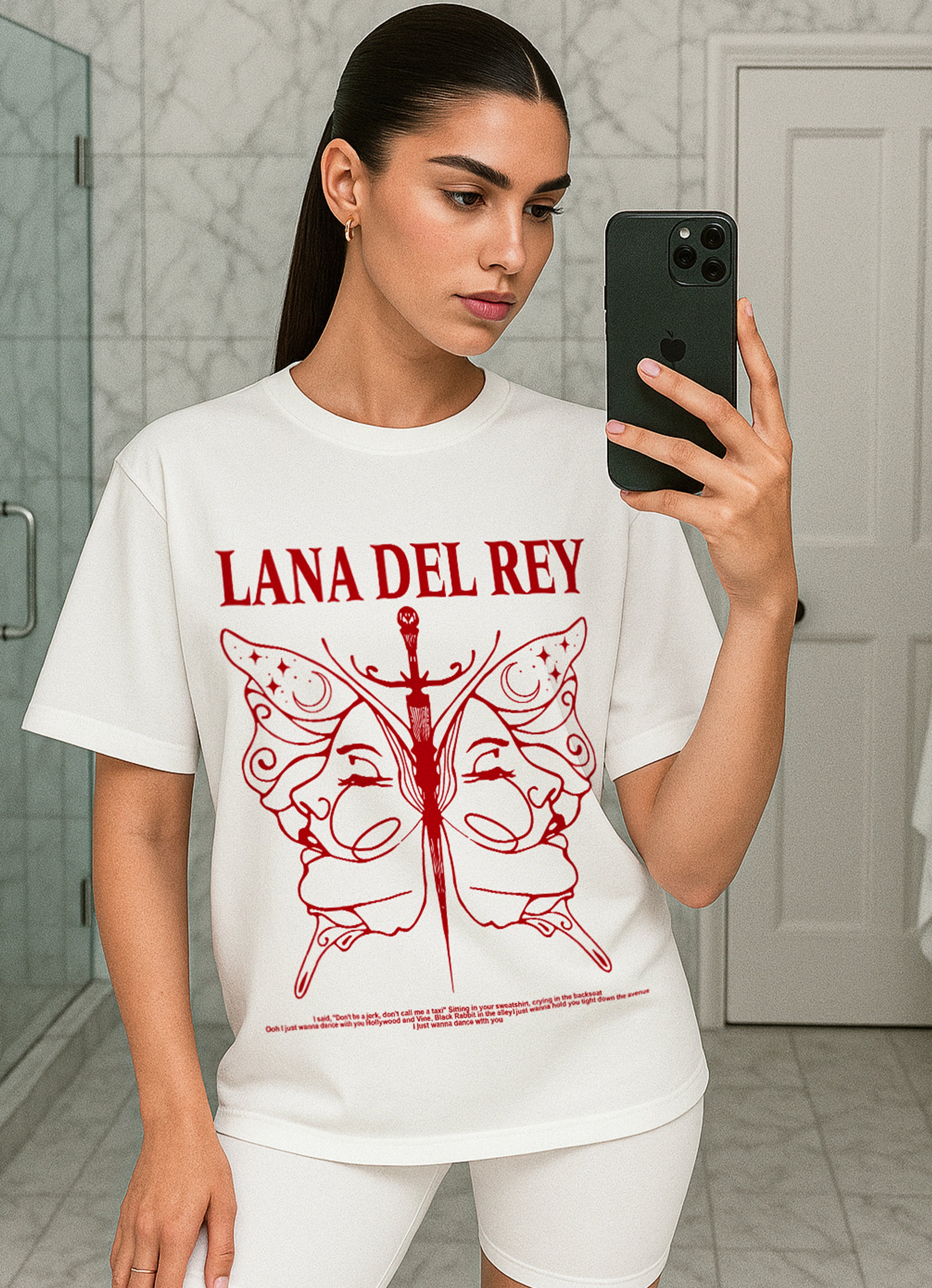Lana Butterfly White Oversized Tshirt