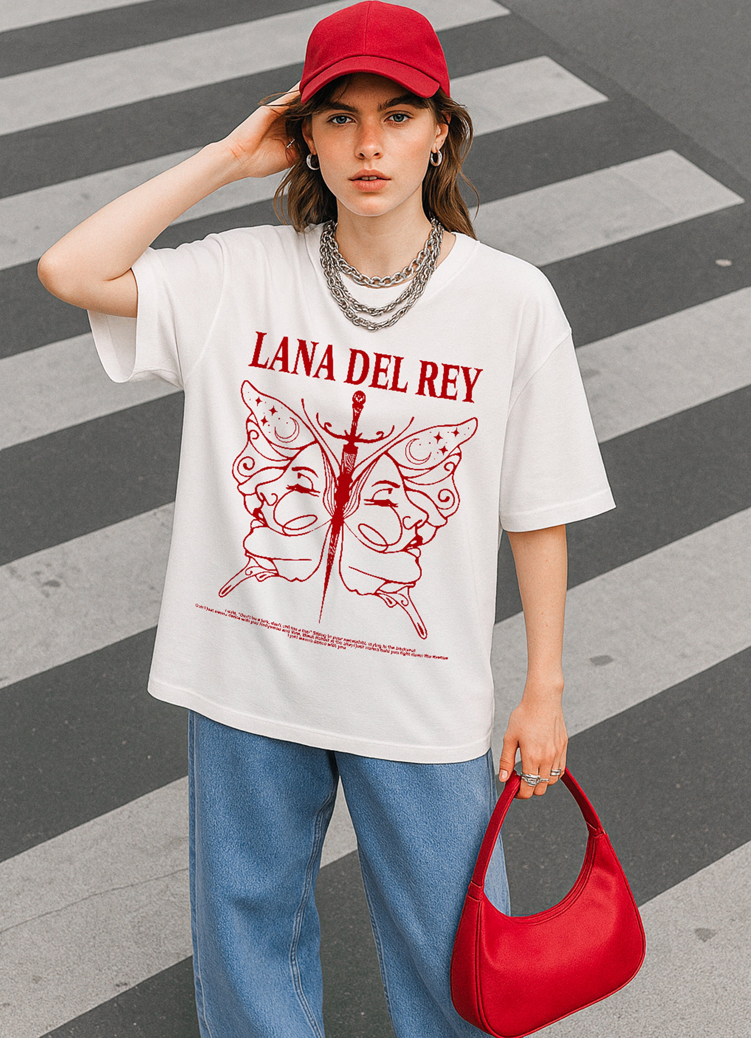 Lana Butterfly White Oversized Tshirt