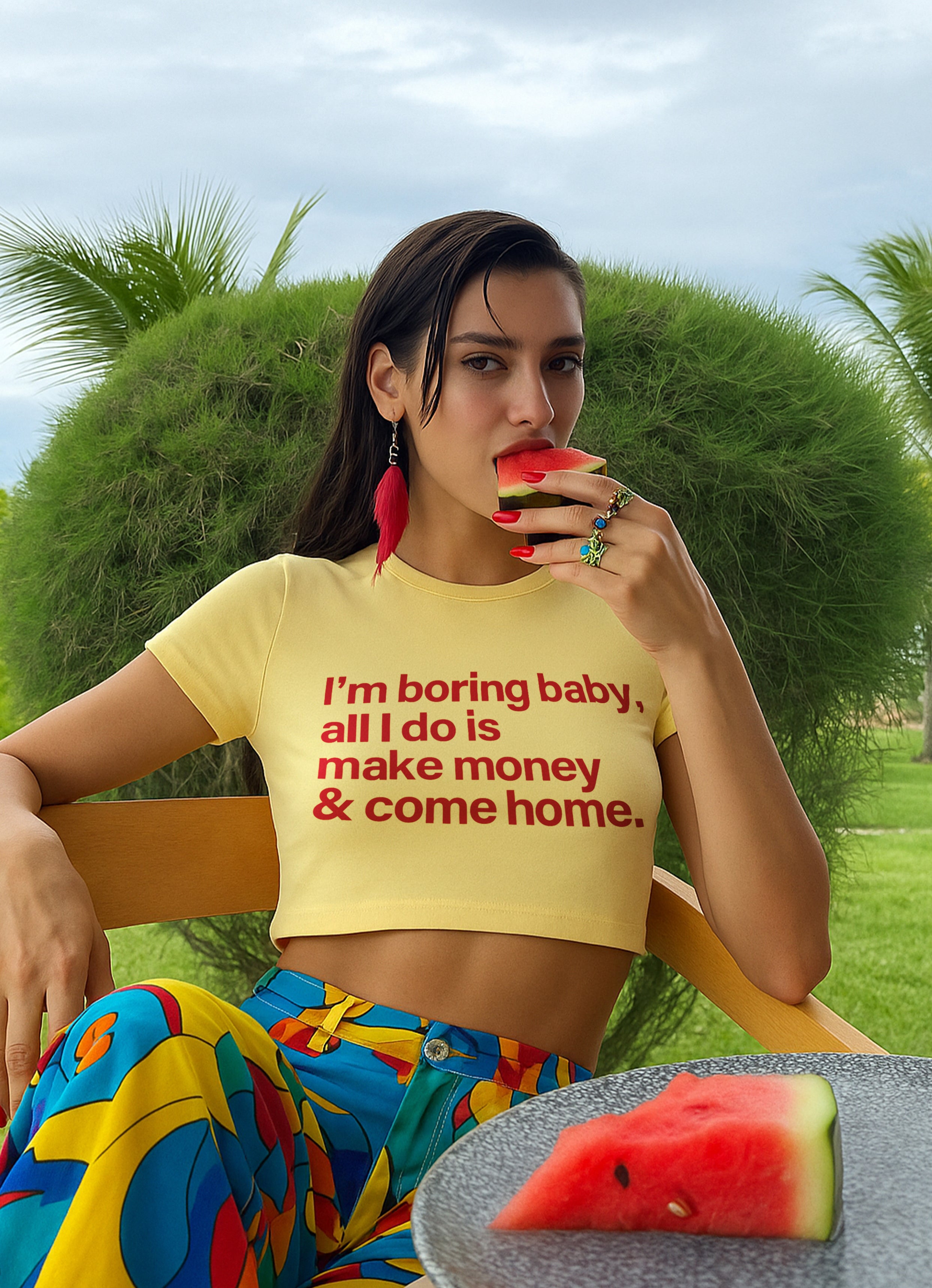 I'm Bored Baby Butter Yellow Crop Top