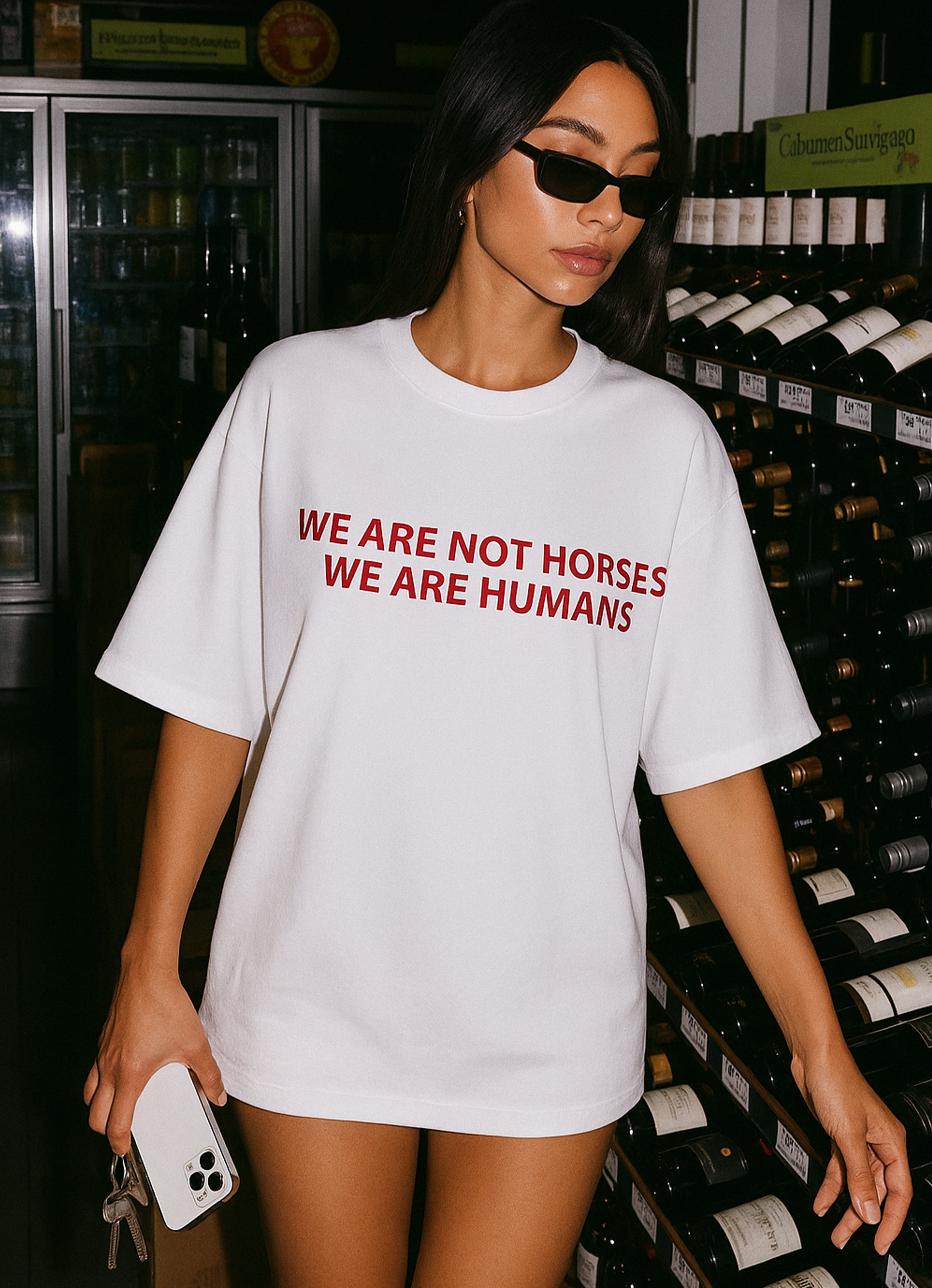 We are not horses White Oversized T-shirt