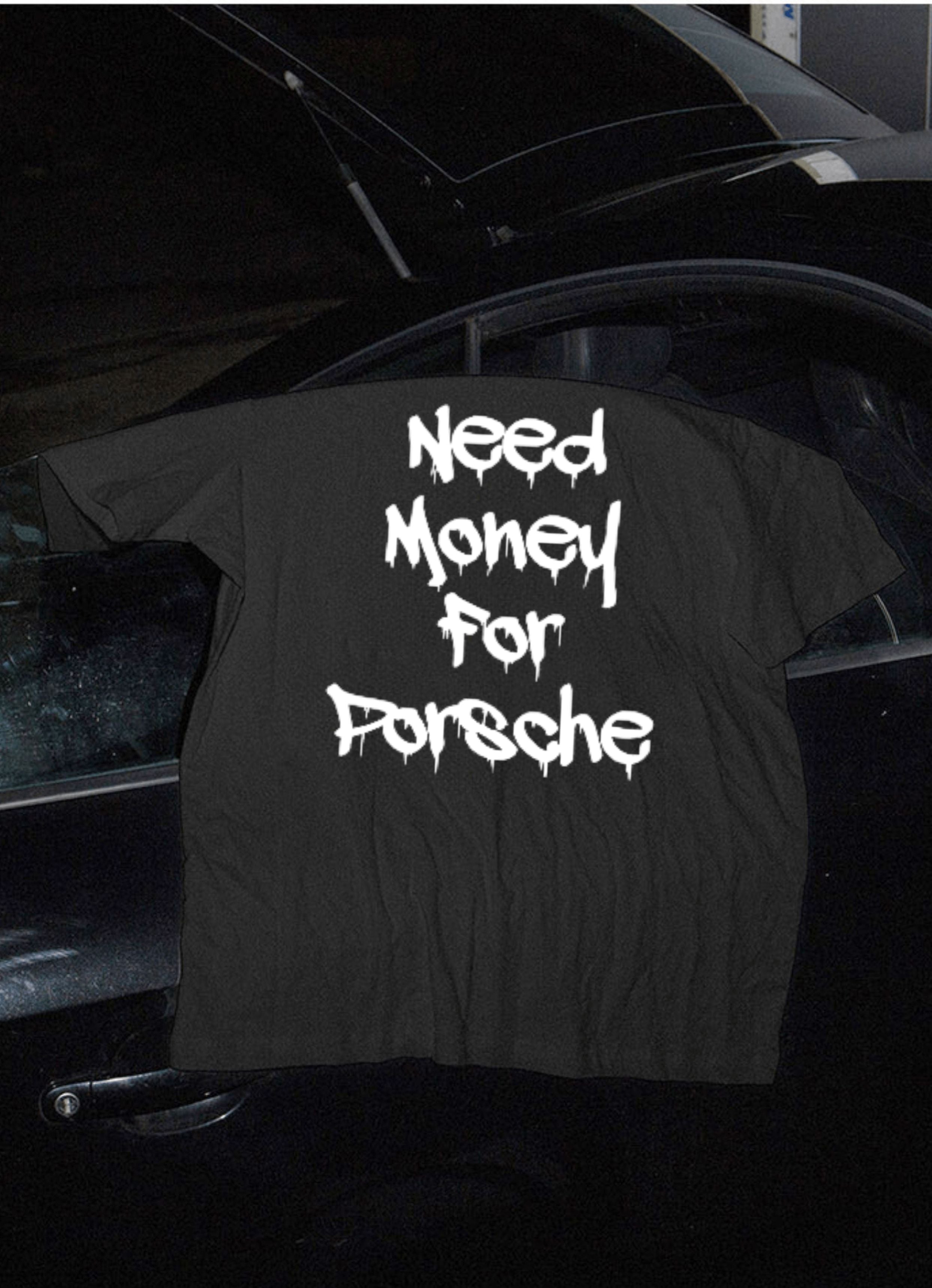 Need Money For Porsche Black Oversized T-Shirt