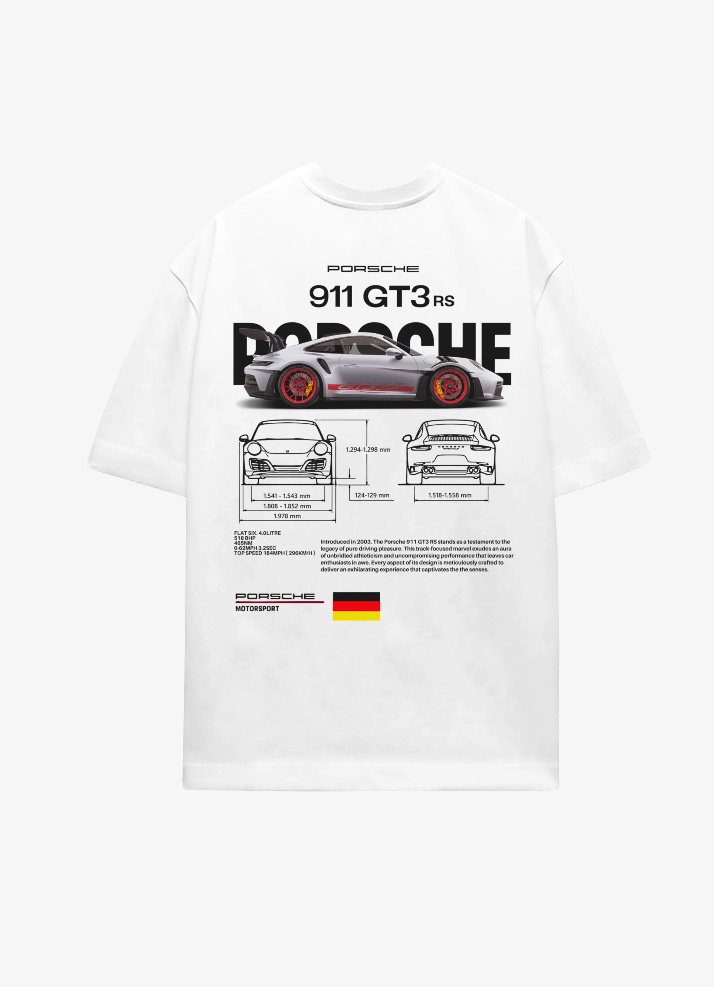 Porsche 911 GT3 F&B White Oversized Tshirt