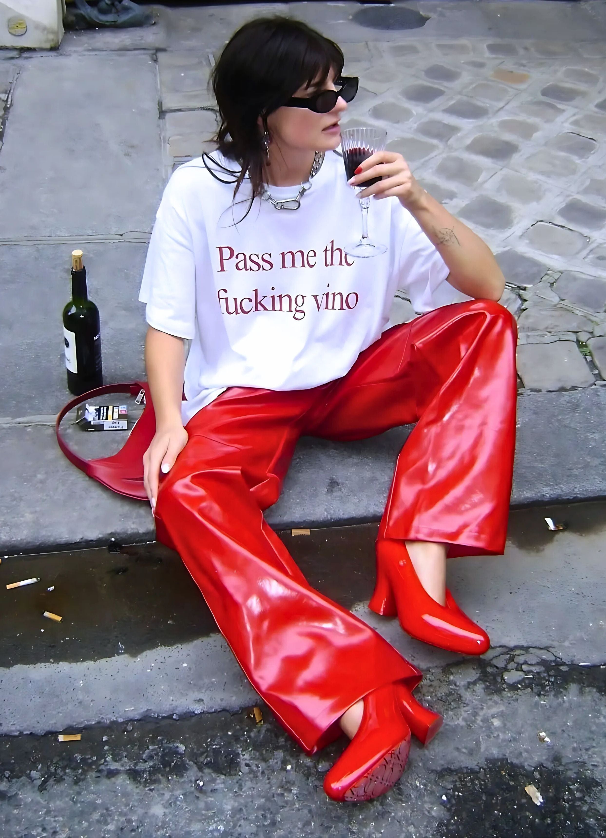 Pass Me The Vino Oversized Tshirt