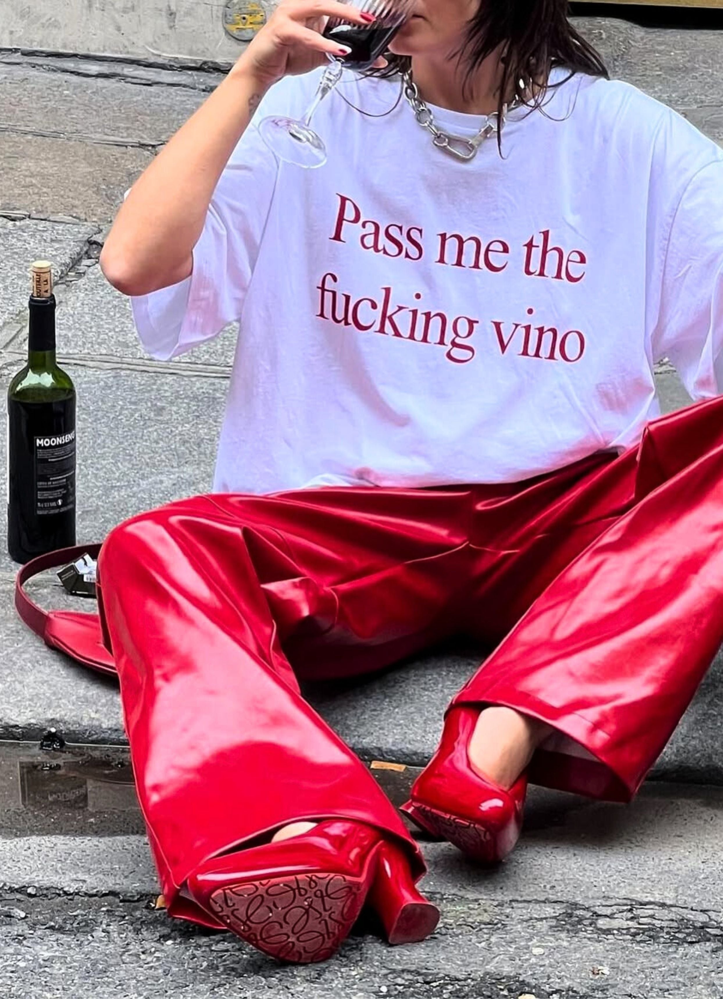 Pass Me The Vino Oversized Tshirt