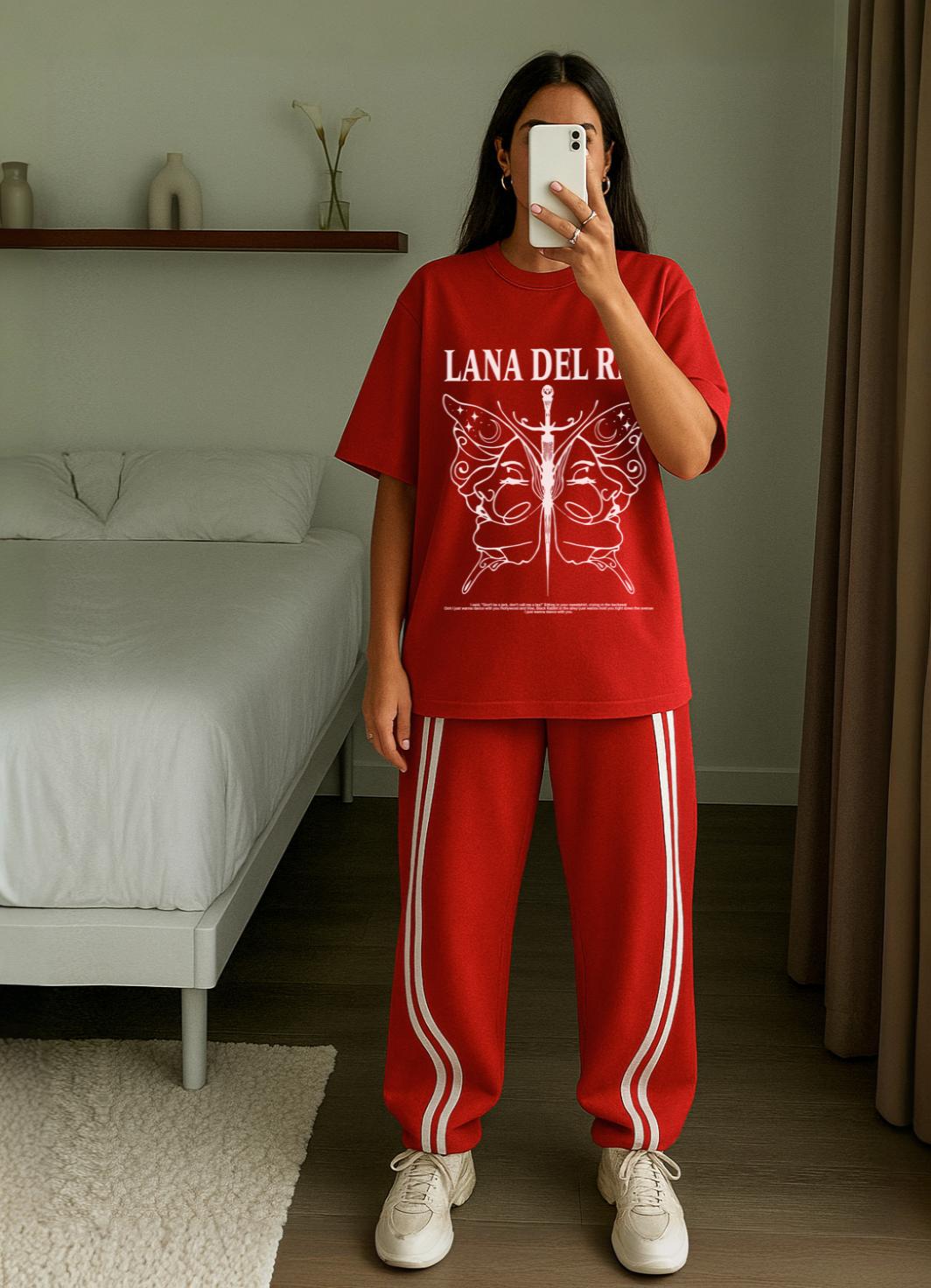 Lana Butterfly Red Oversized Tshirt