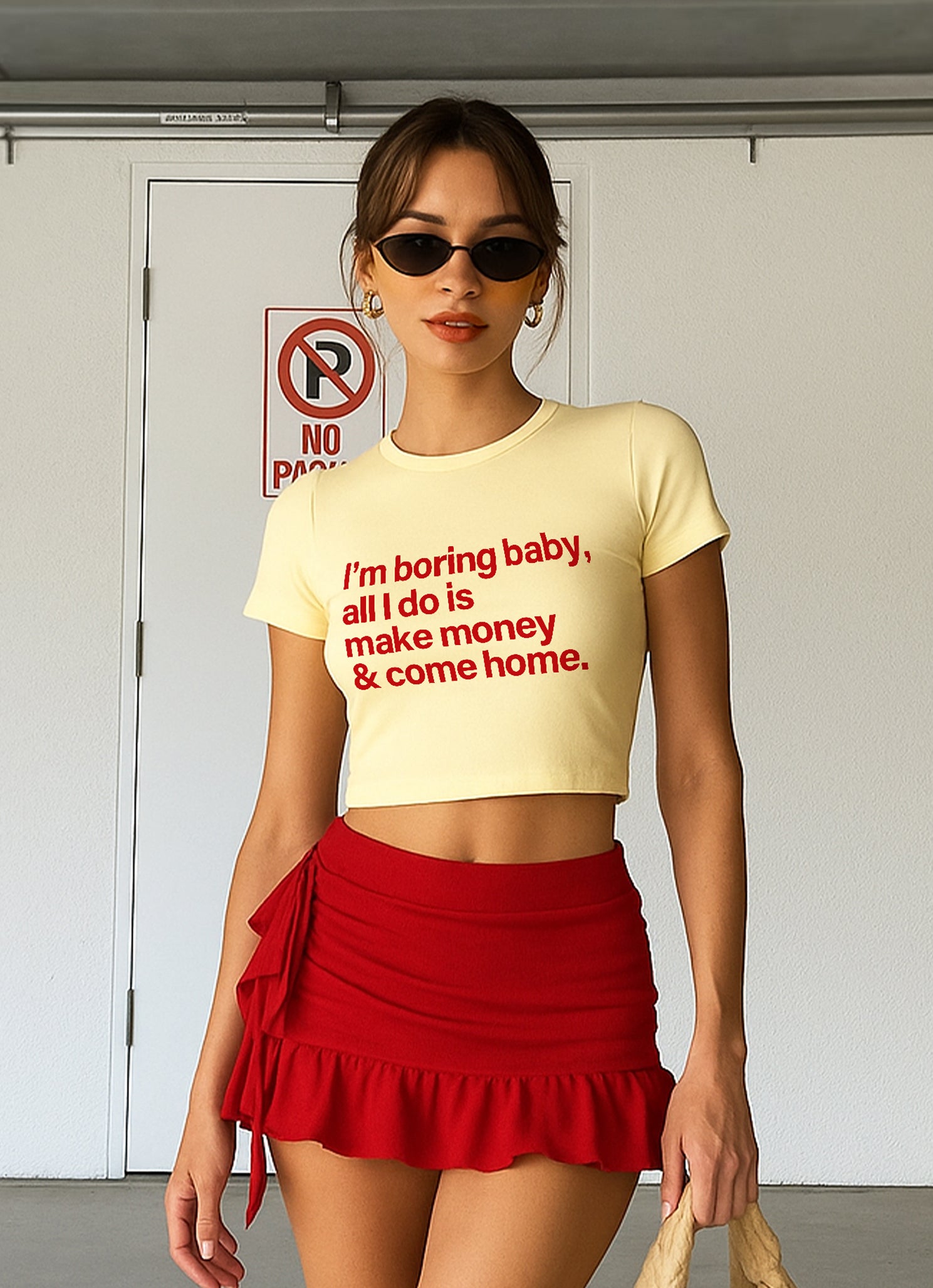 I'm Bored Baby Butter Yellow Crop Top