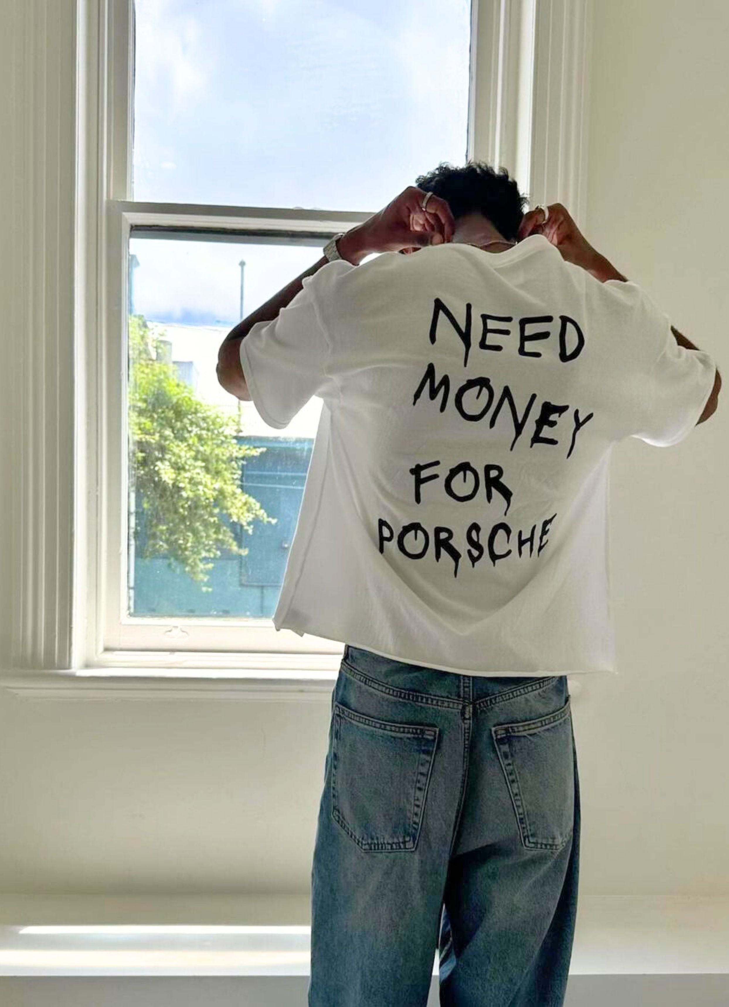 Need Money For Porsche White Oversized T-Shirt