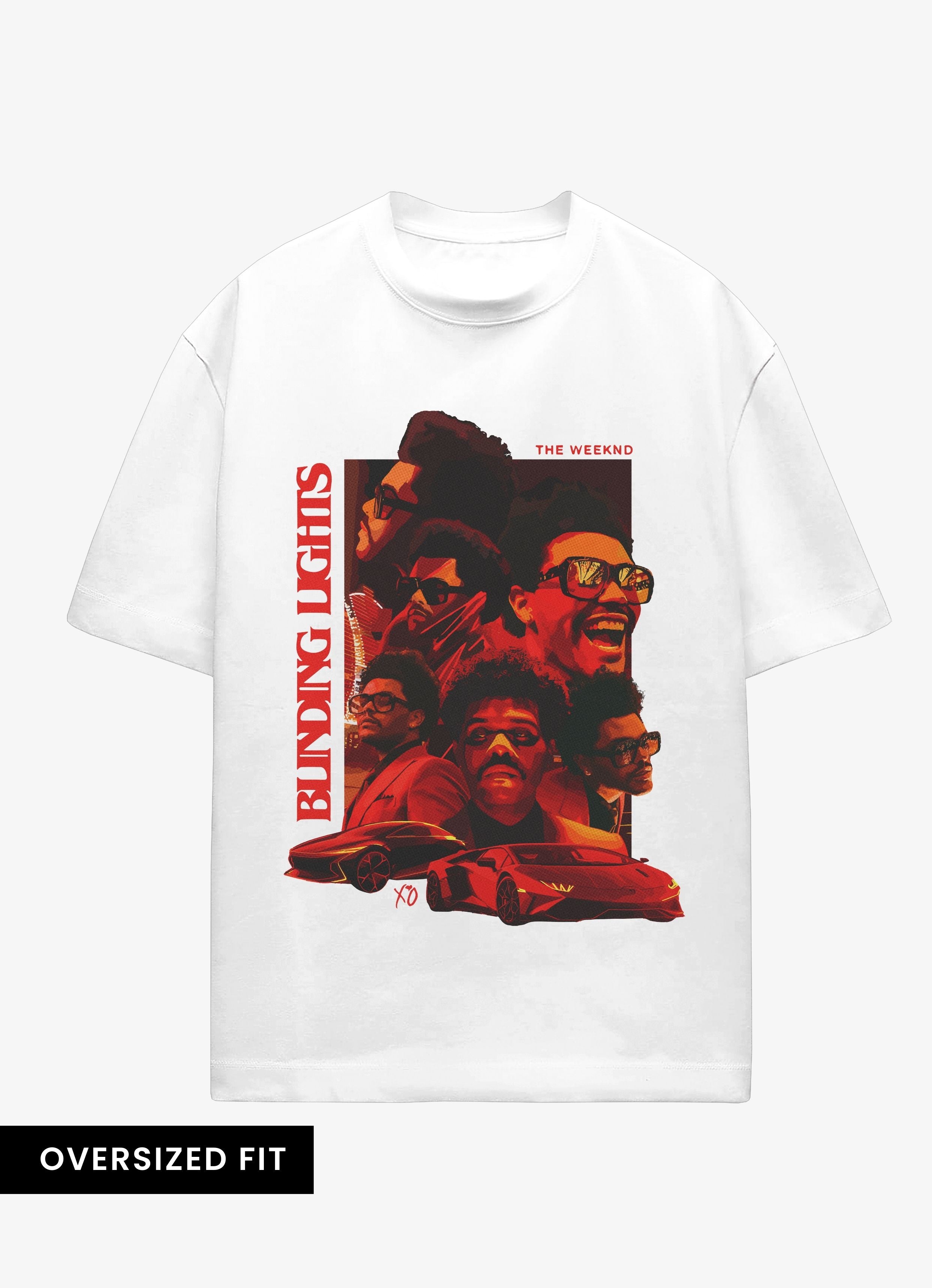 Weeknd Blinding Lights White Oversized Tshirt