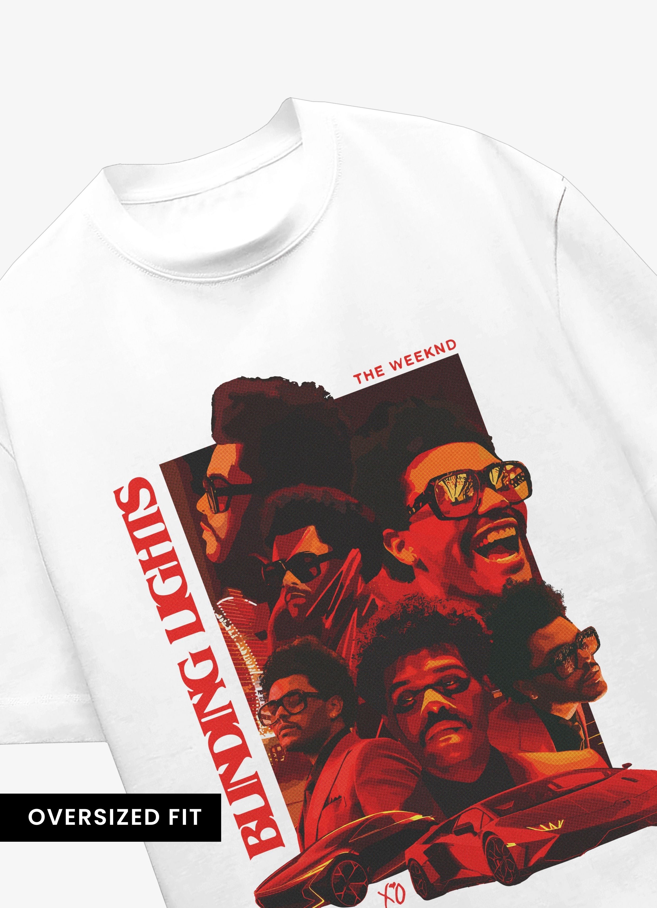 Weeknd Blinding Lights White Oversized Tshirt