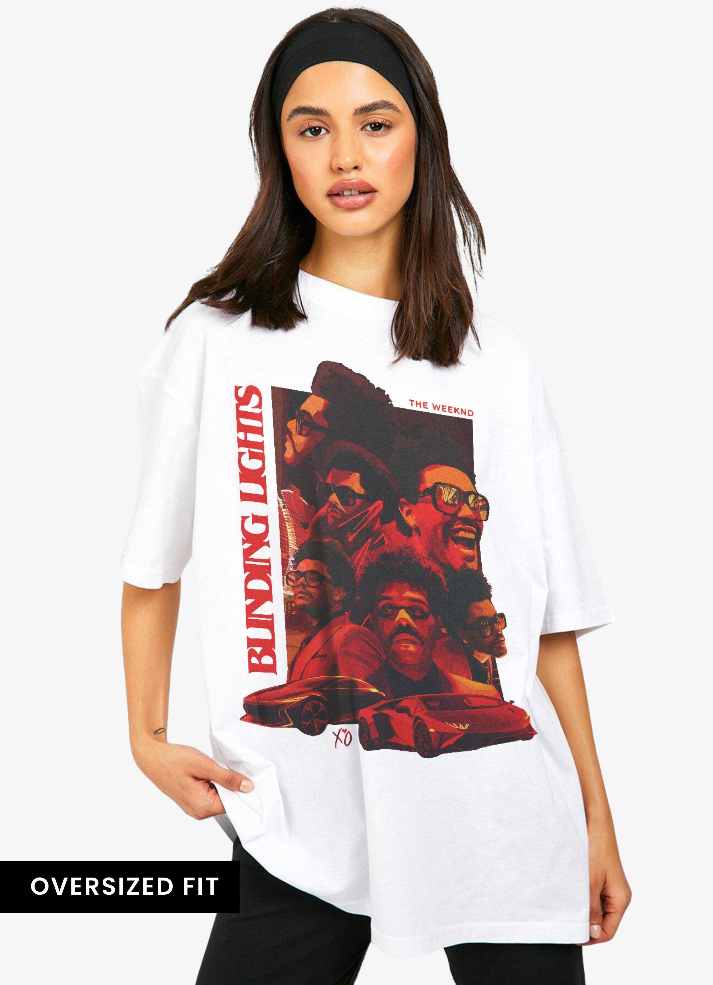 Weeknd Blinding Lights White Oversized Tshirt