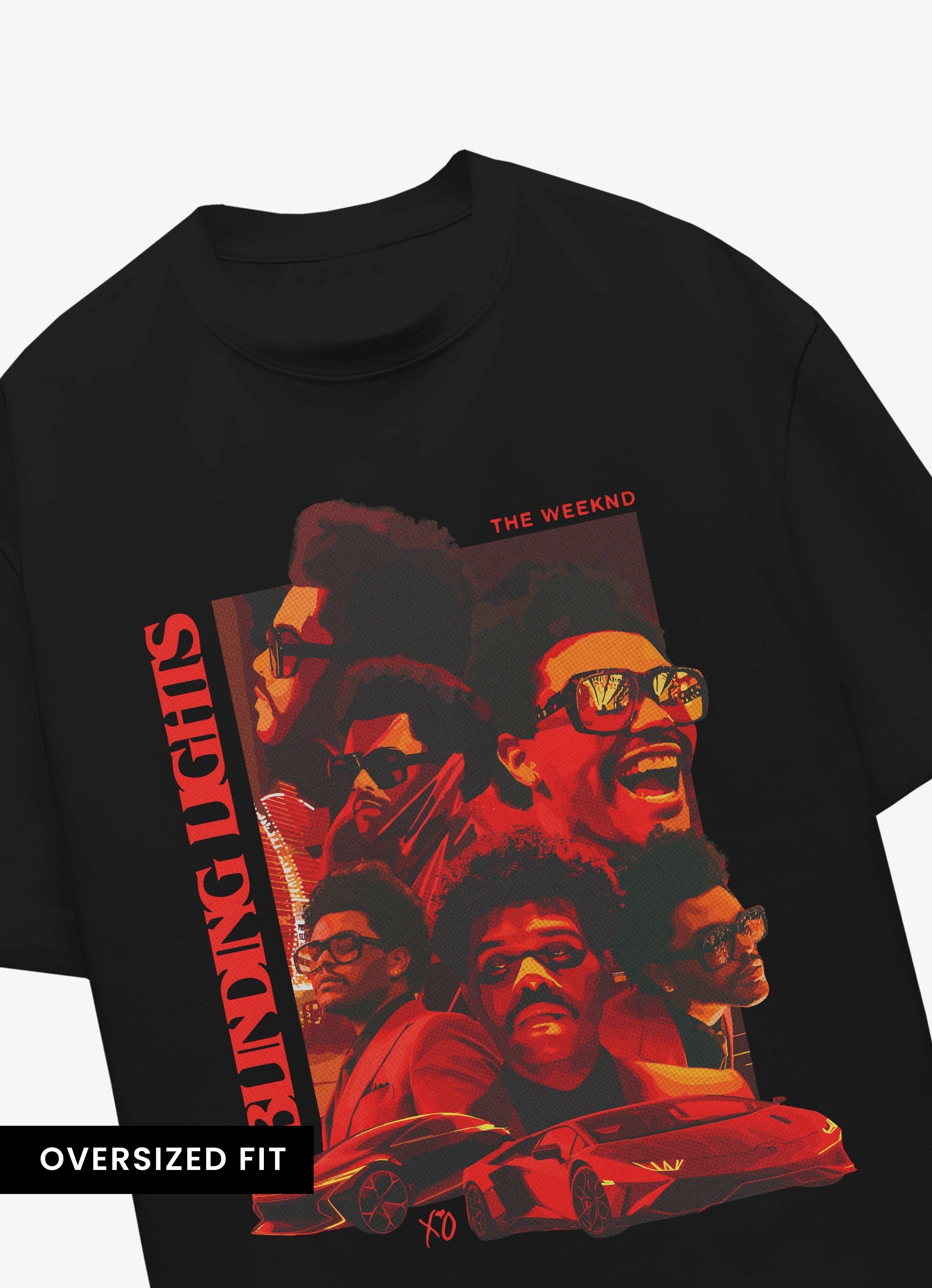 Weeknd Blinding Lights Black Oversized Tshirt
