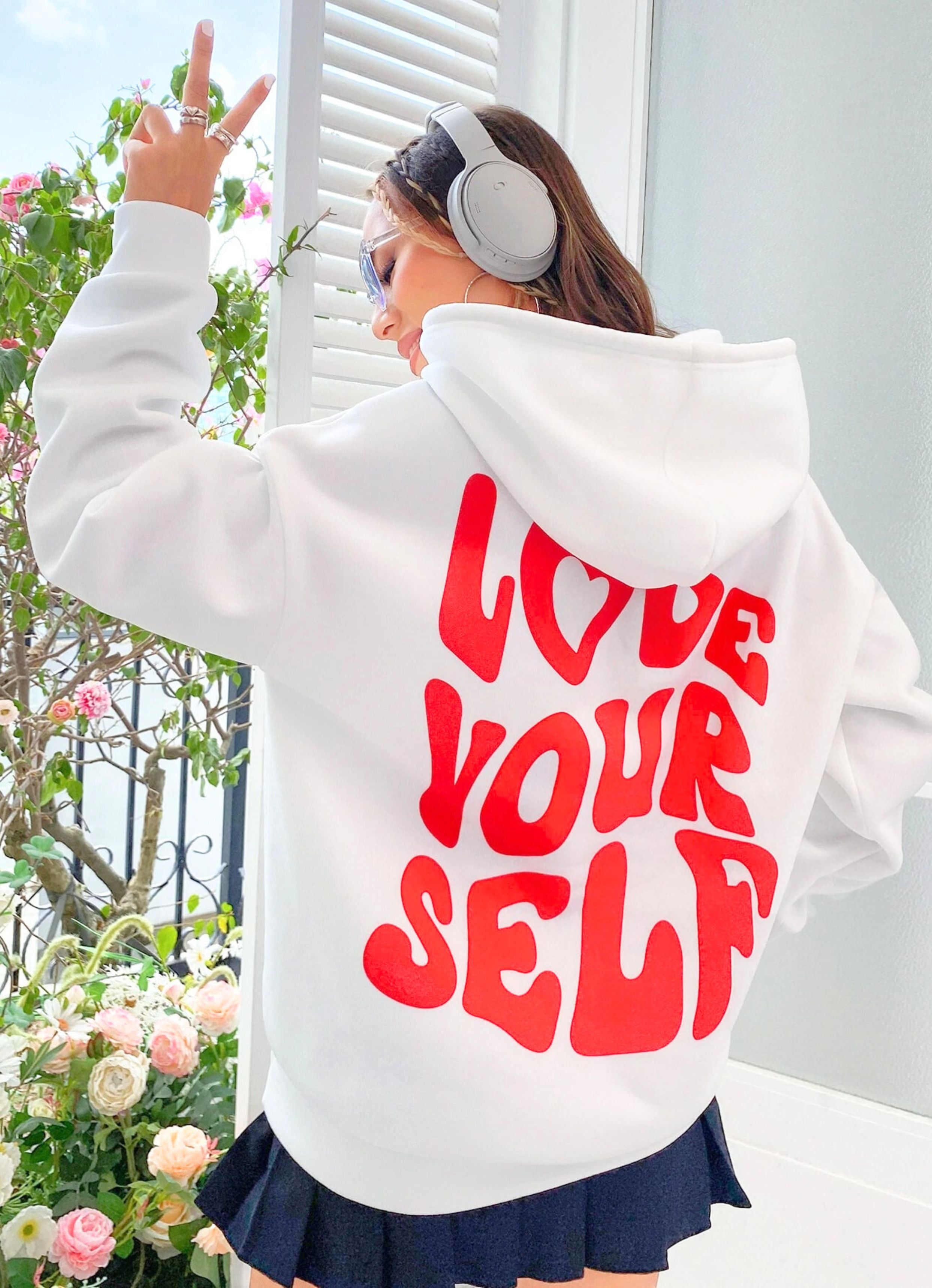 Love Yourself White Unisex Hoodie