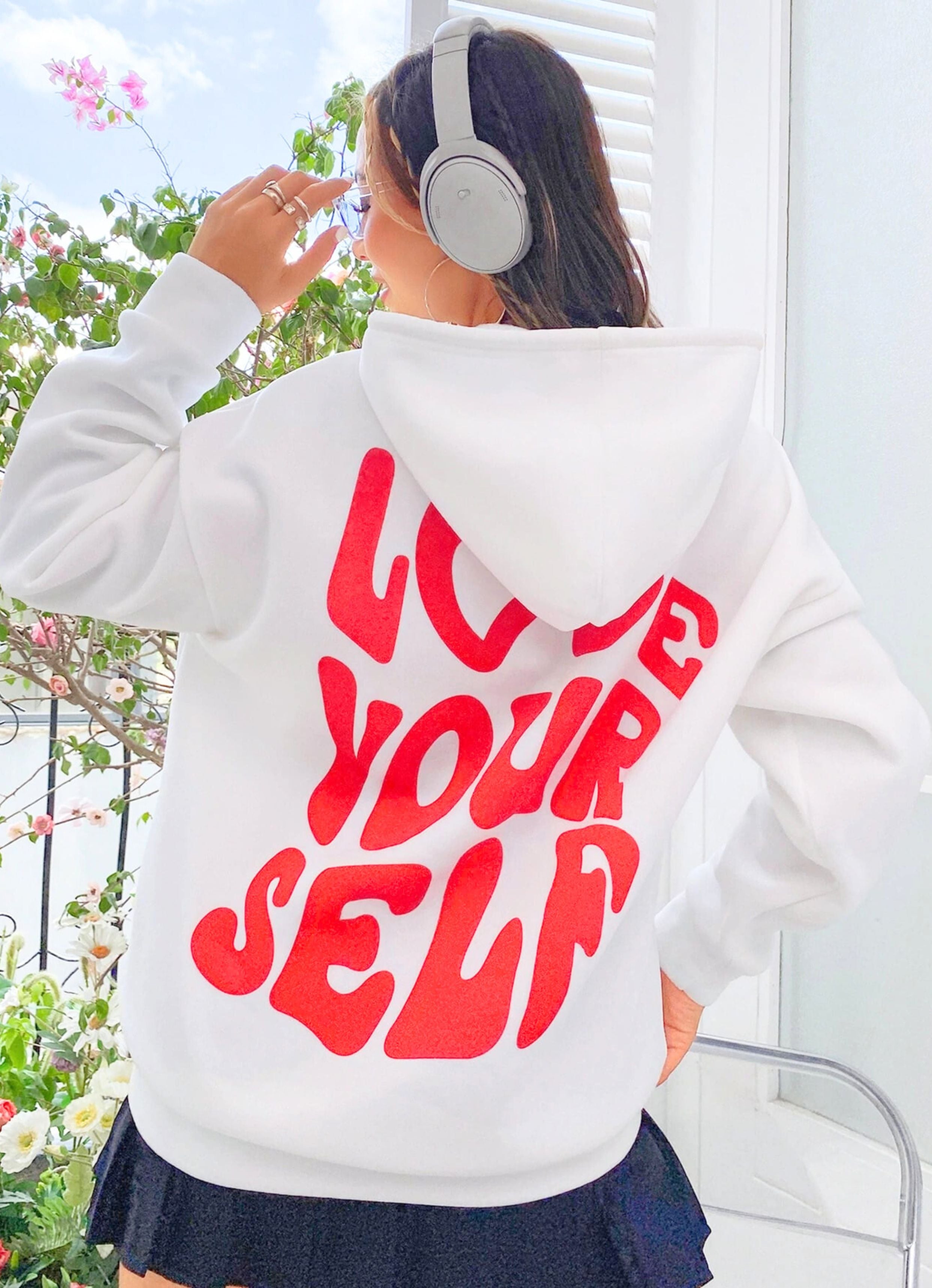 Love Yourself White Unisex Hoodie