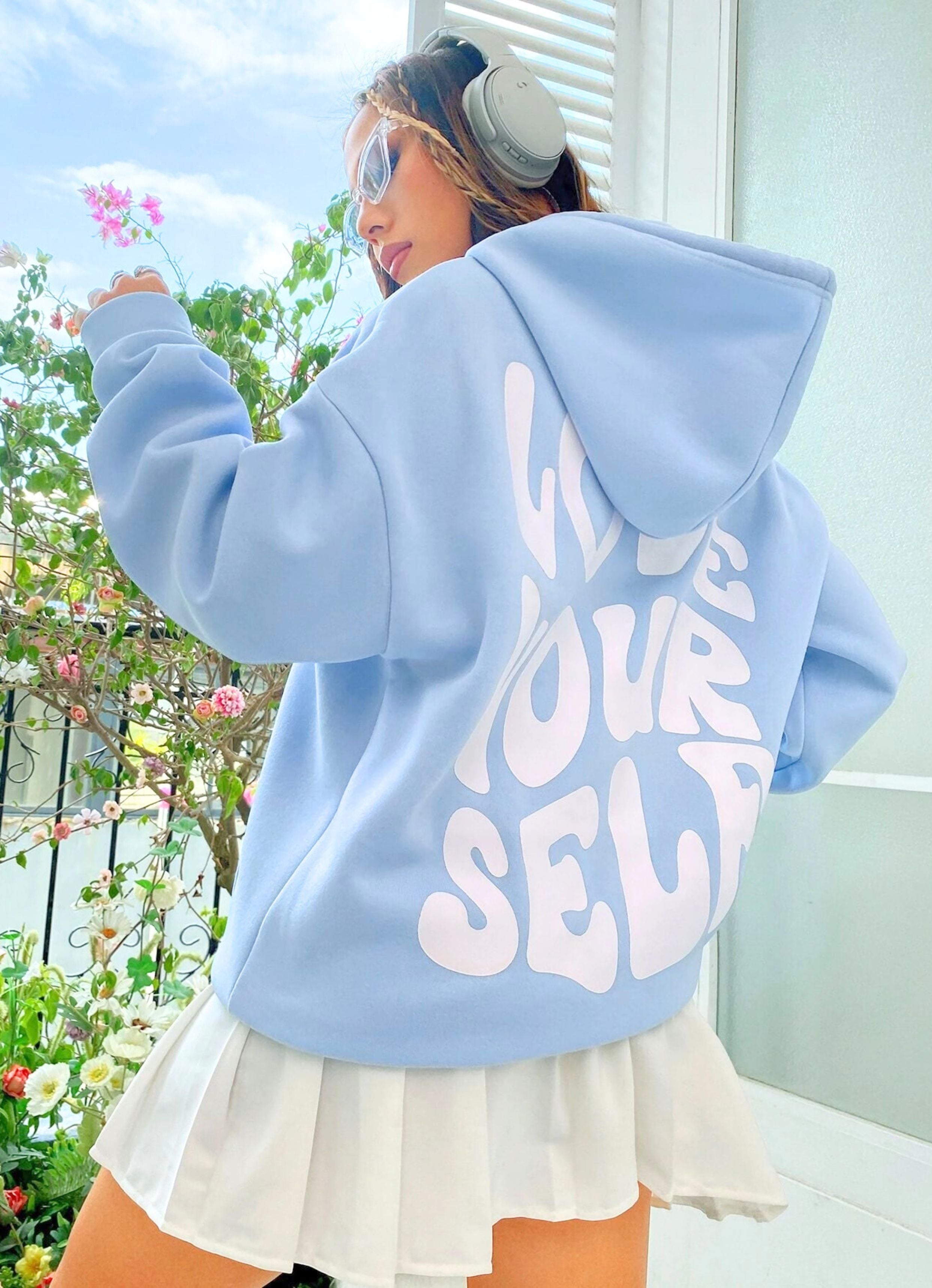 Love Yourself Baby Blue Unisex Hoodie