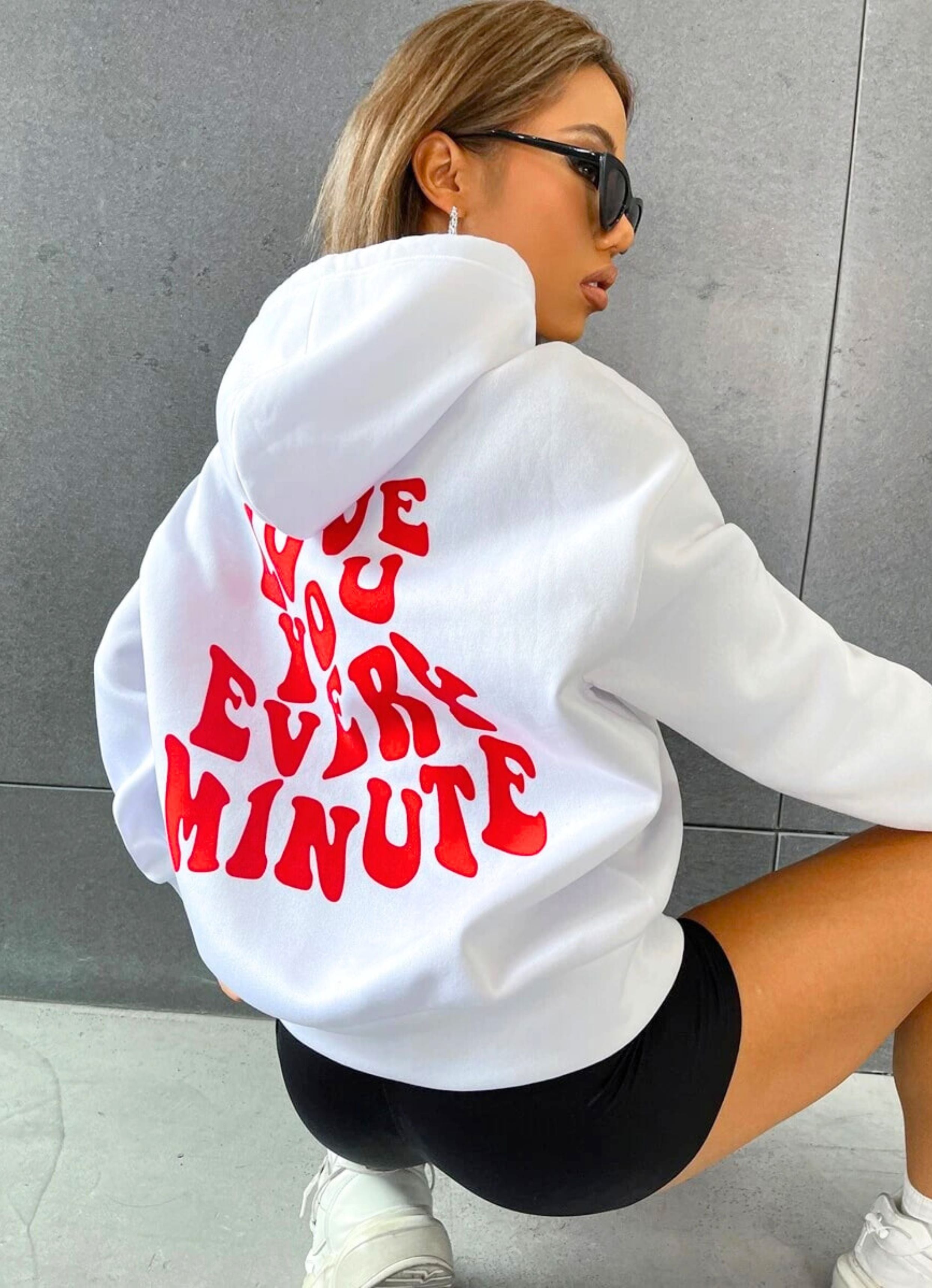 Love You Every Minute White Back Unisex Hoodie
