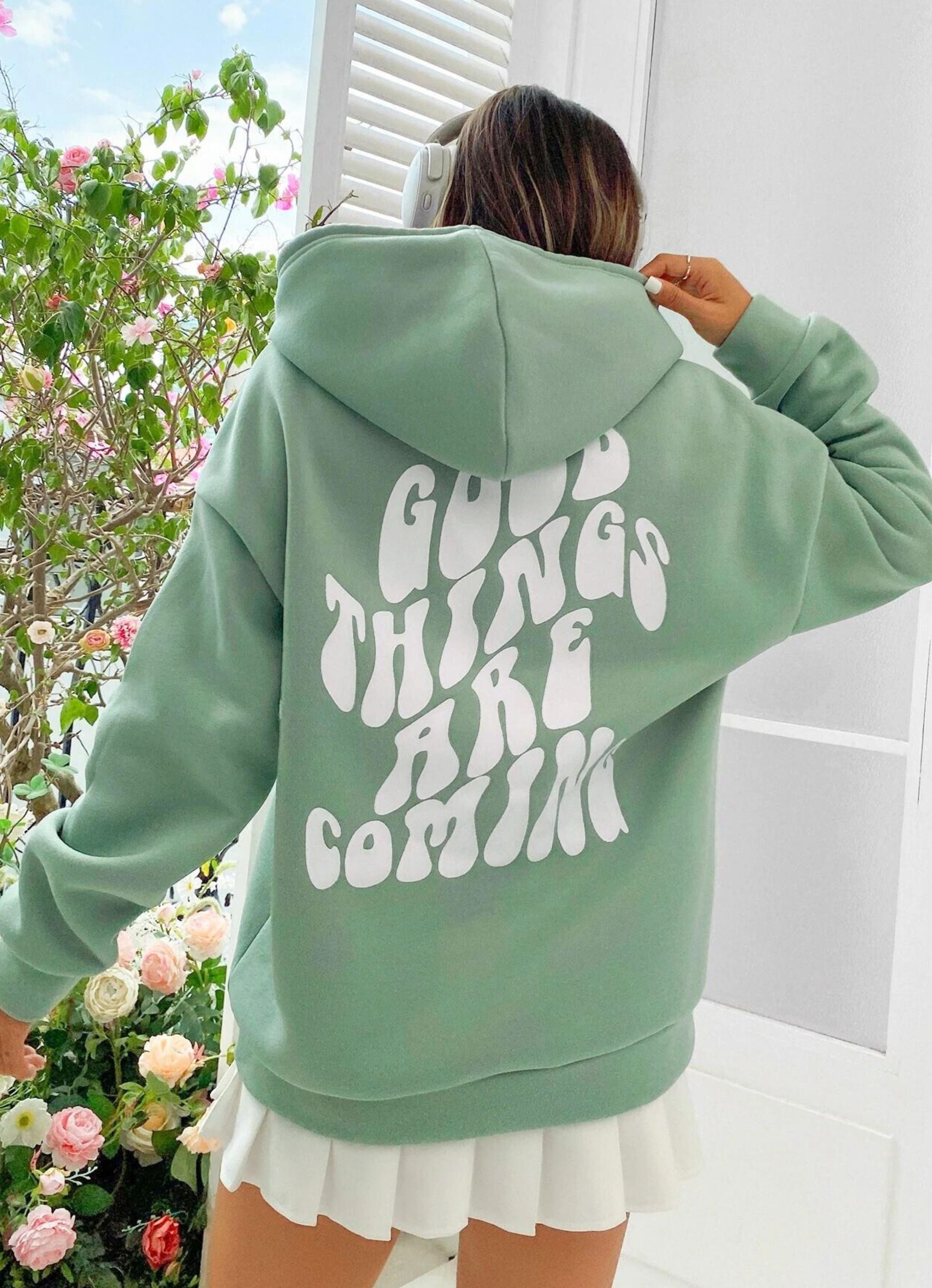 Good Things Are Coming  Mint Green Unisex Hoodie