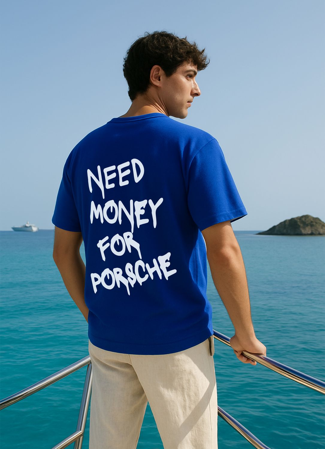 Need Money For Porsche Blue Oversized T-shirt