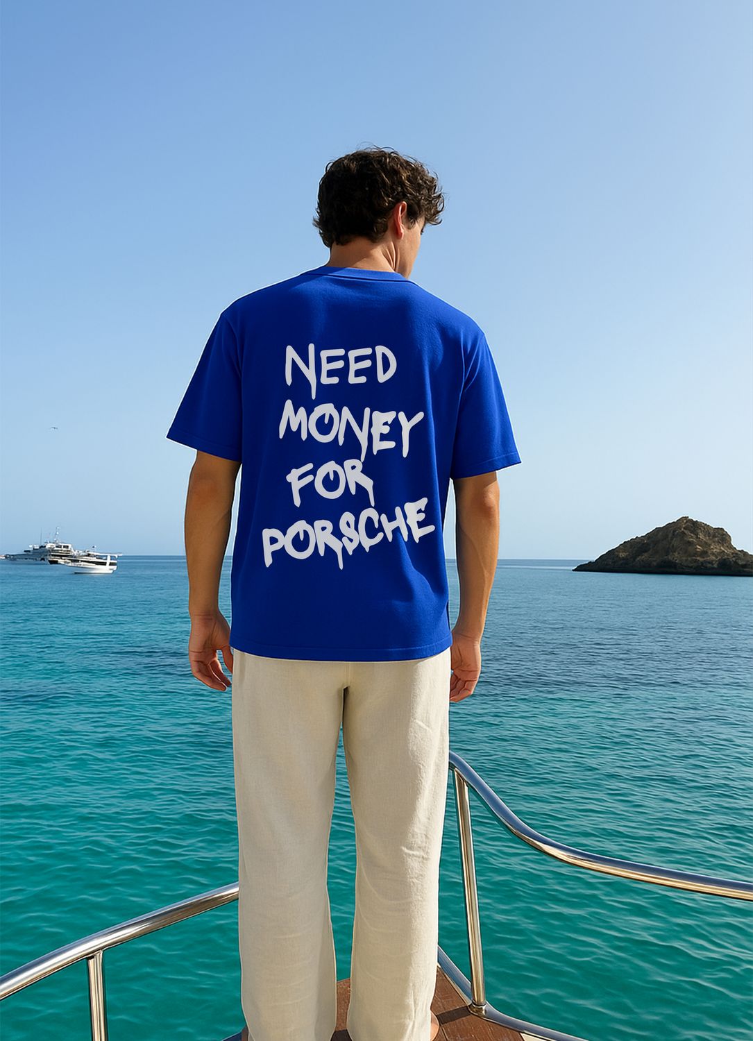 Need Money For Porsche Blue Oversized T-shirt