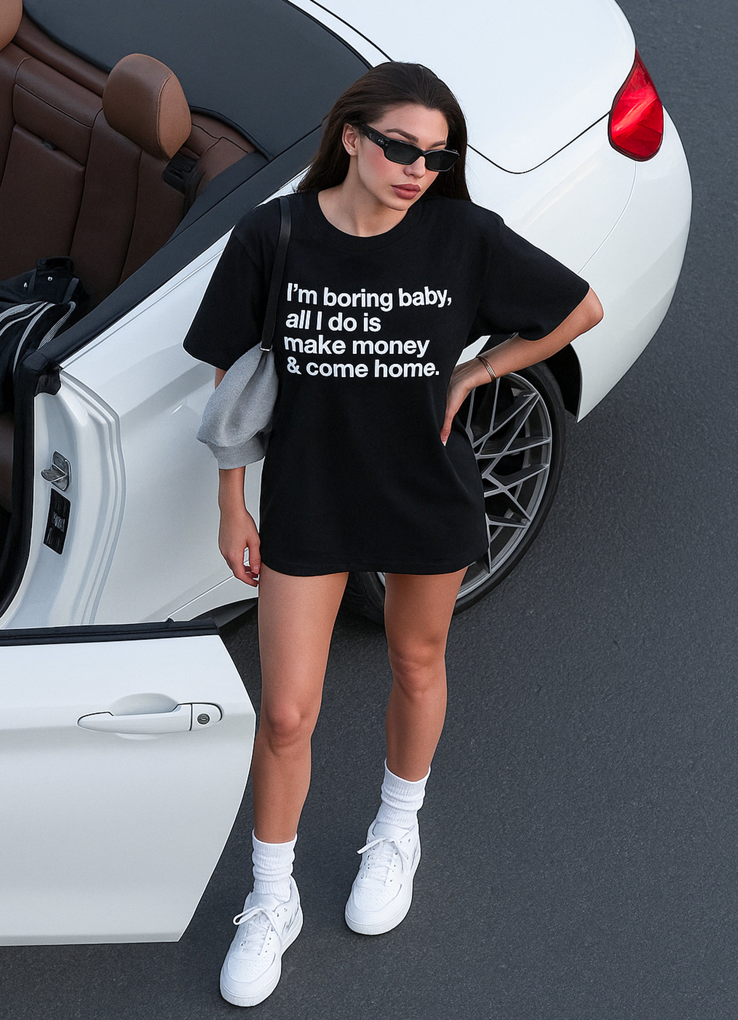 I'm Bored Baby Black Oversized Tshirt