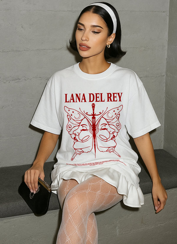 Lana Butterfly White Oversized Tshirt