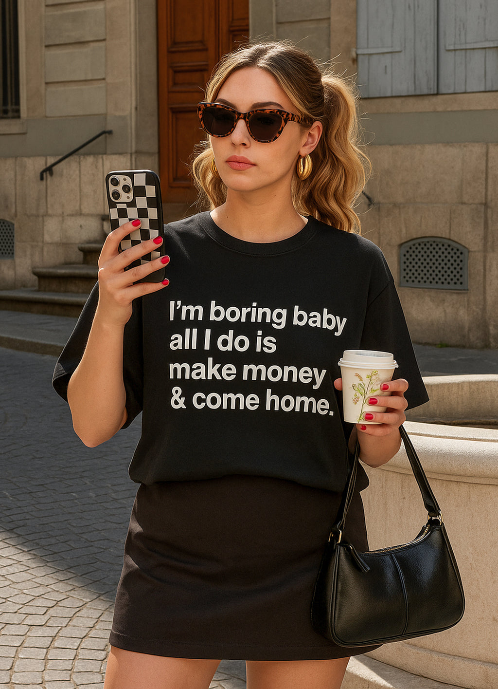 I'm Bored Baby Black Oversized Tshirt