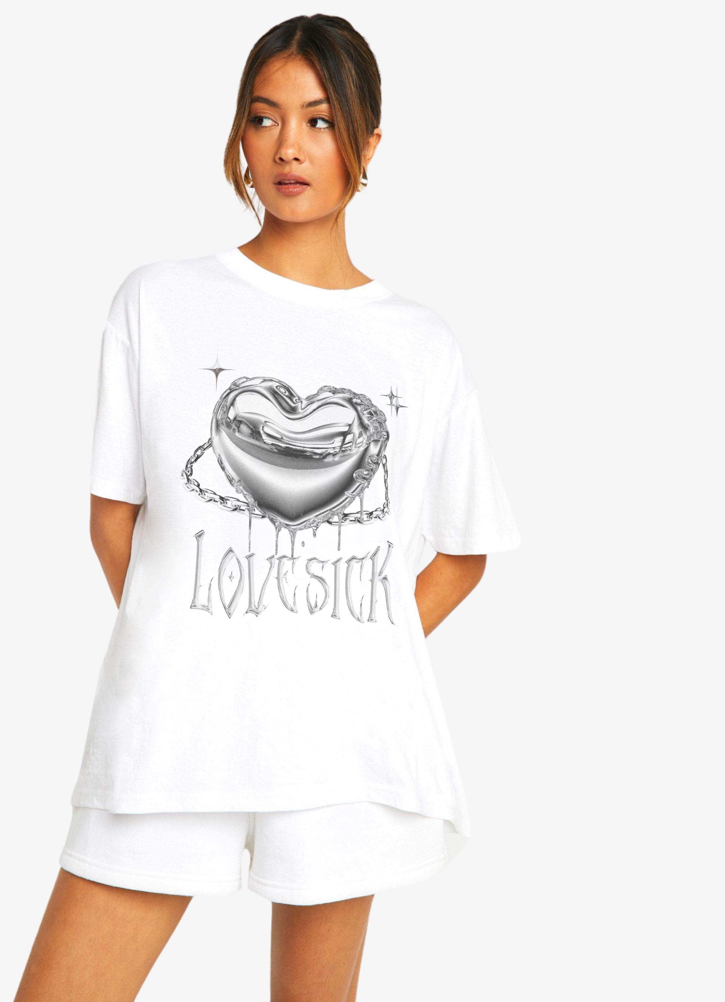 Y2K Lovesick White Oversized Tshirt