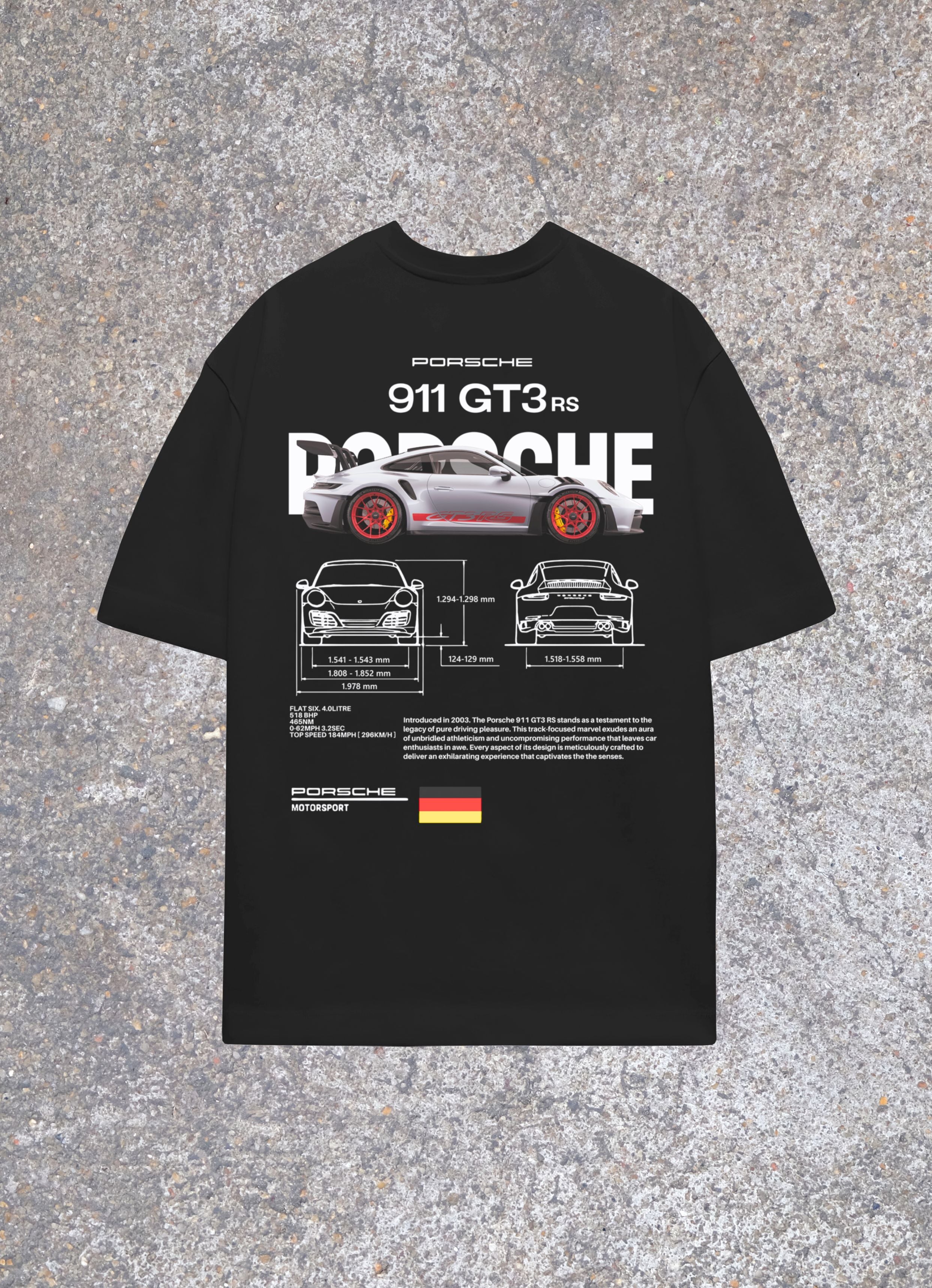 Porsche 911 GT3 Black Oversized Tshirt unisex