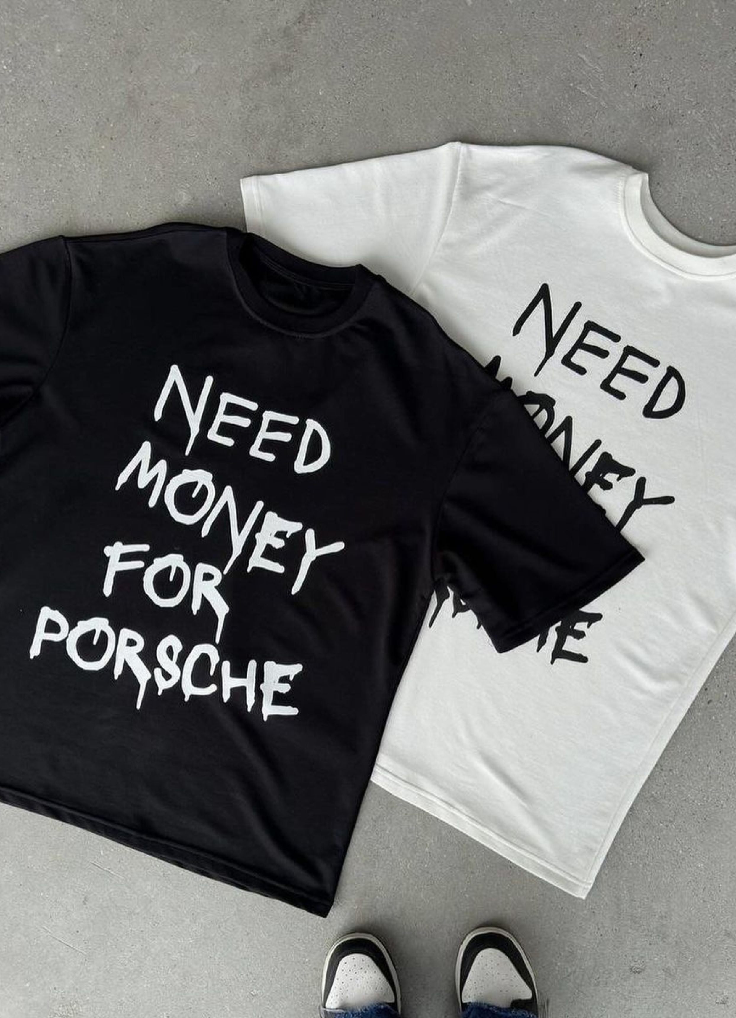 Need Money For Porsche Black Back Oversized T-Shirt