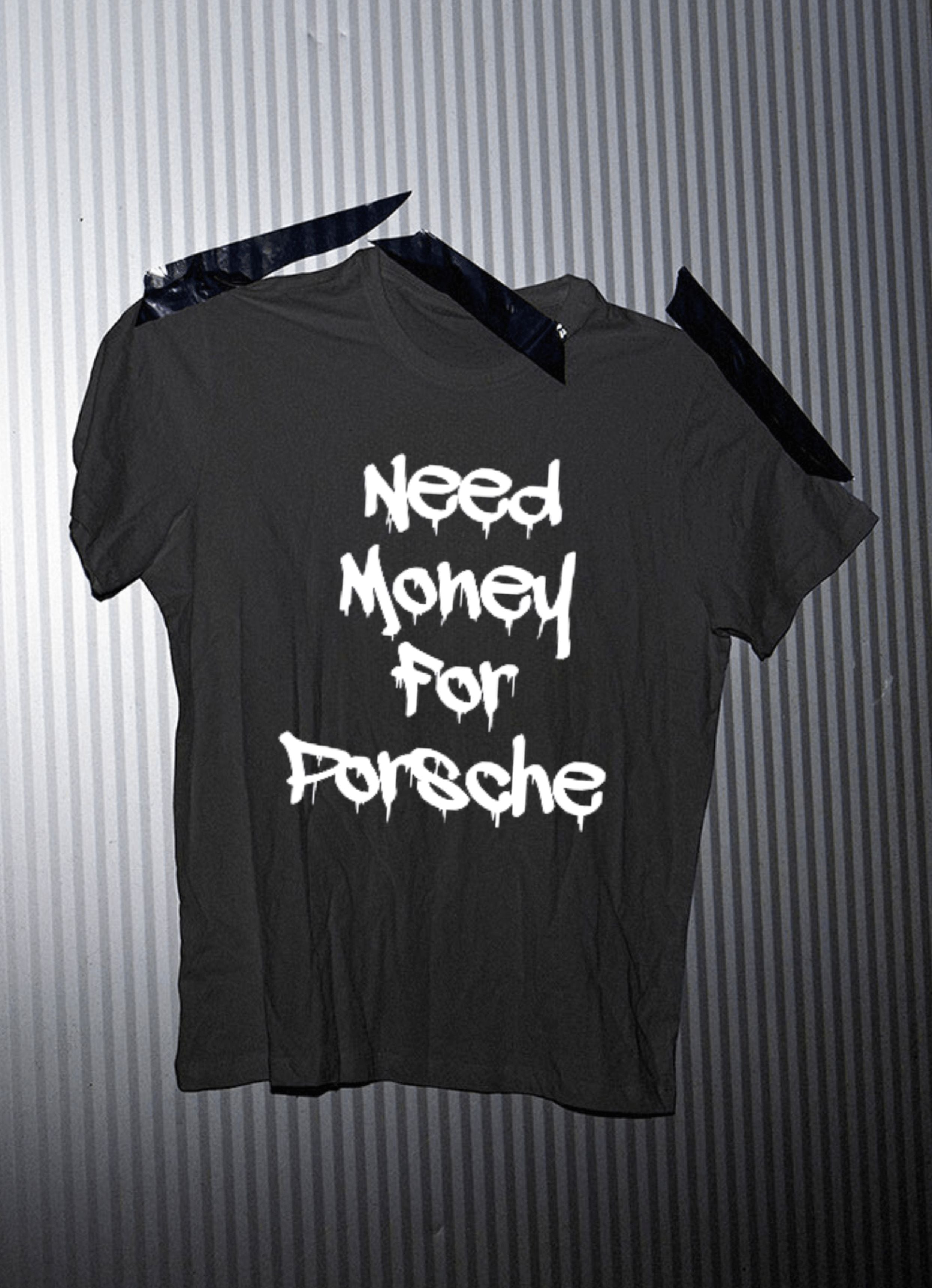 Need Money For Porsche Black Back Oversized T-Shirt