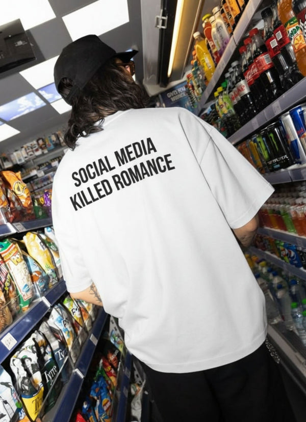 Social Media Killed Romance Tshirt | White