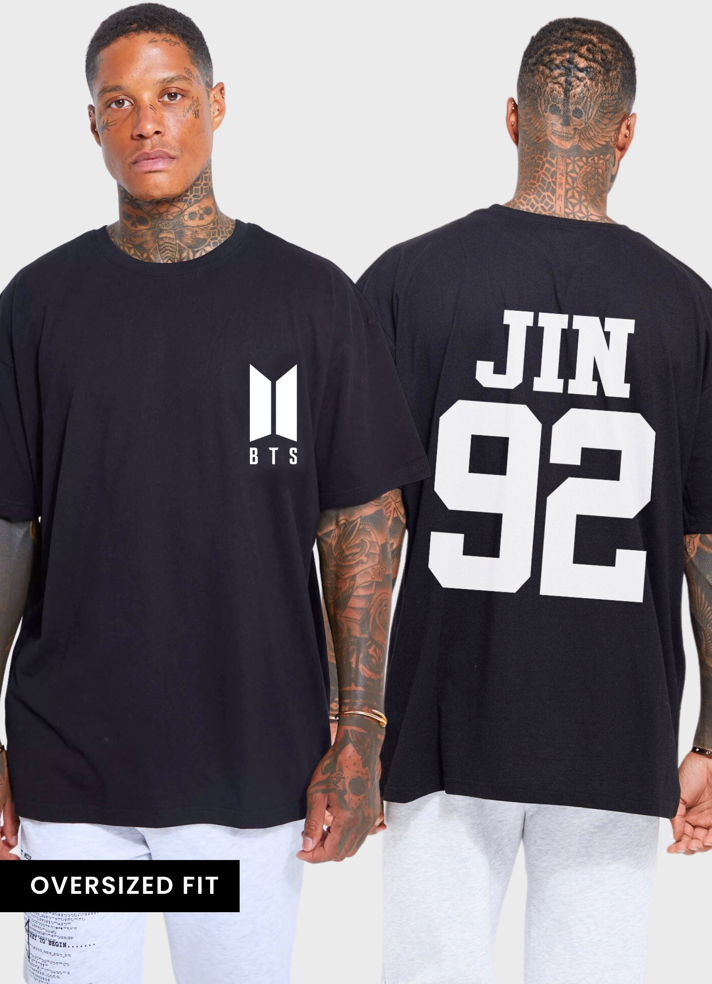 BTS Numbers F&B Oversized Unisex Black T-shirt