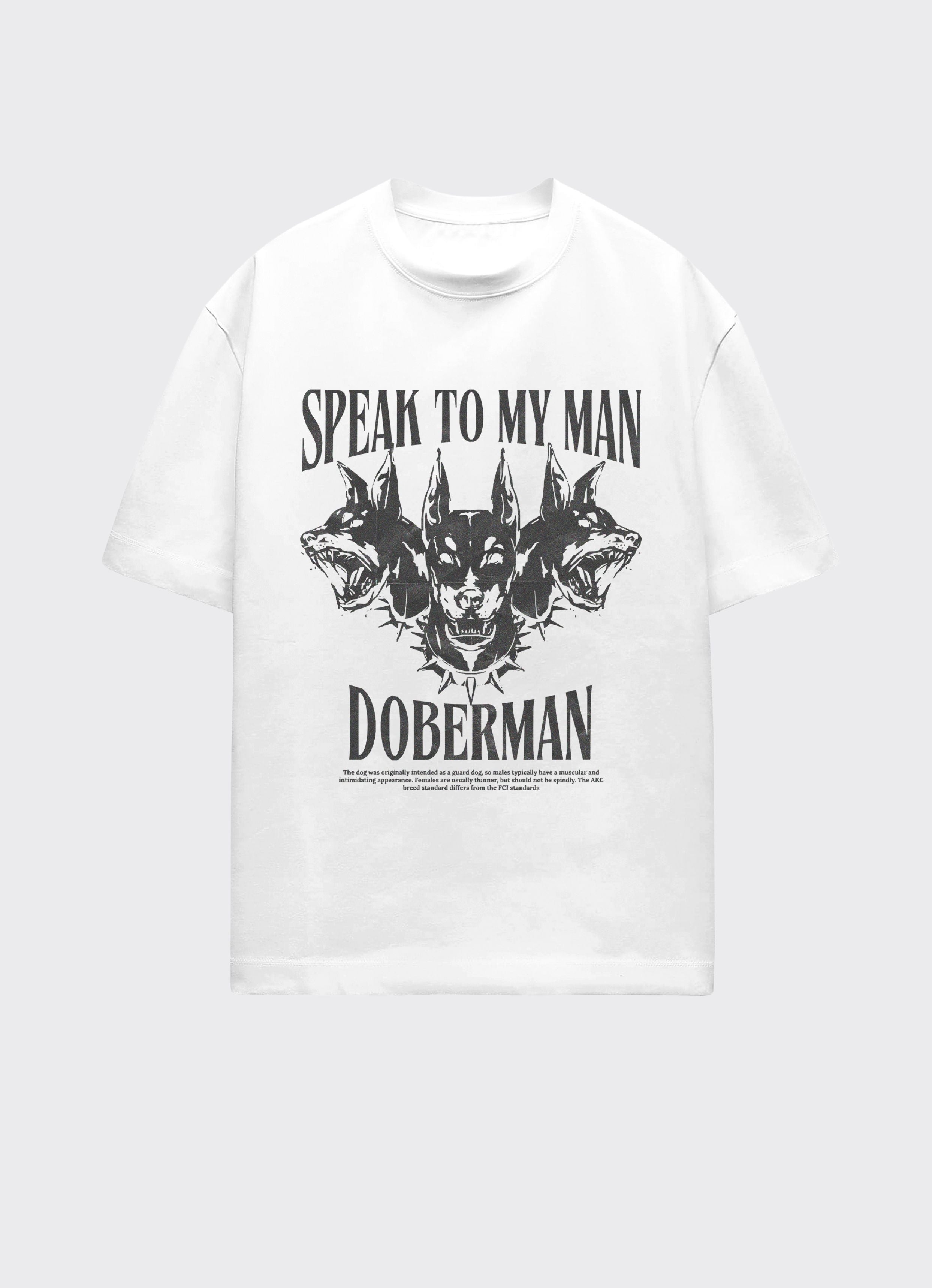 Doberman White Oversized Tshirt