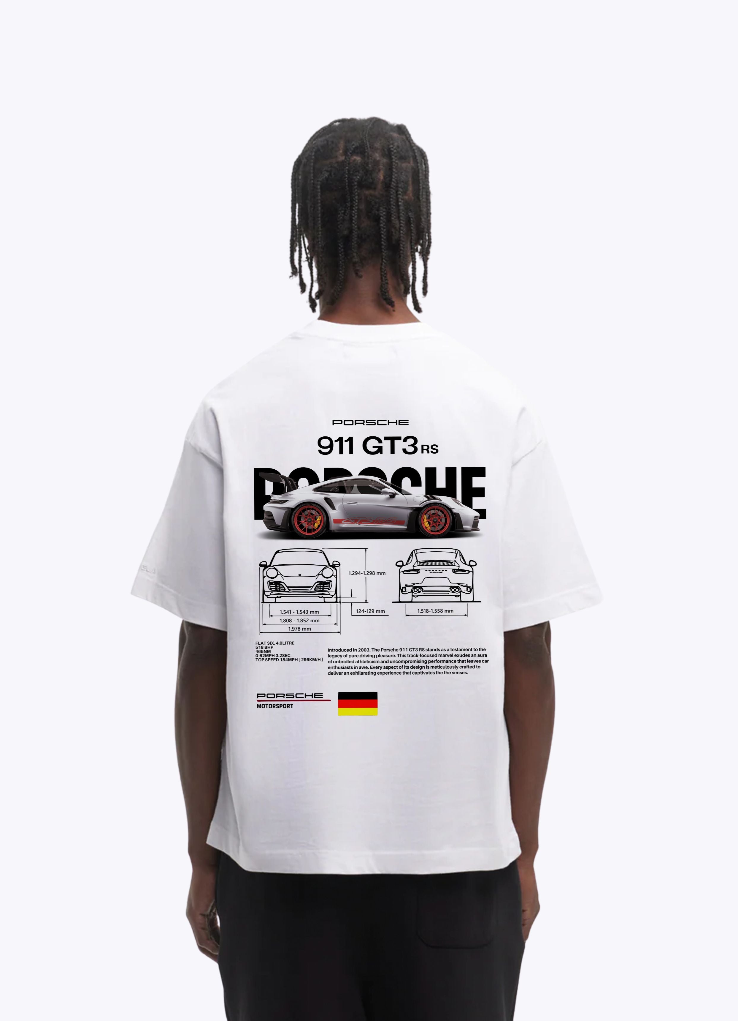 Porsche 911 GT3 F&B White Oversized Tshirt