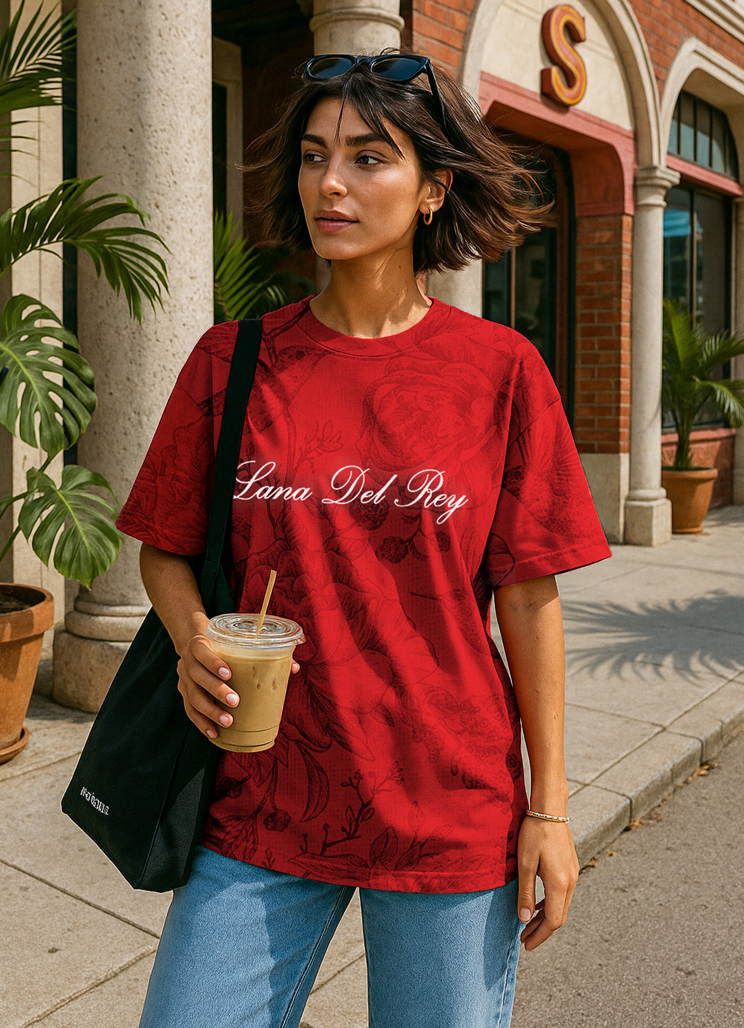 Lana Del Rey Floral Oversized T-shirt