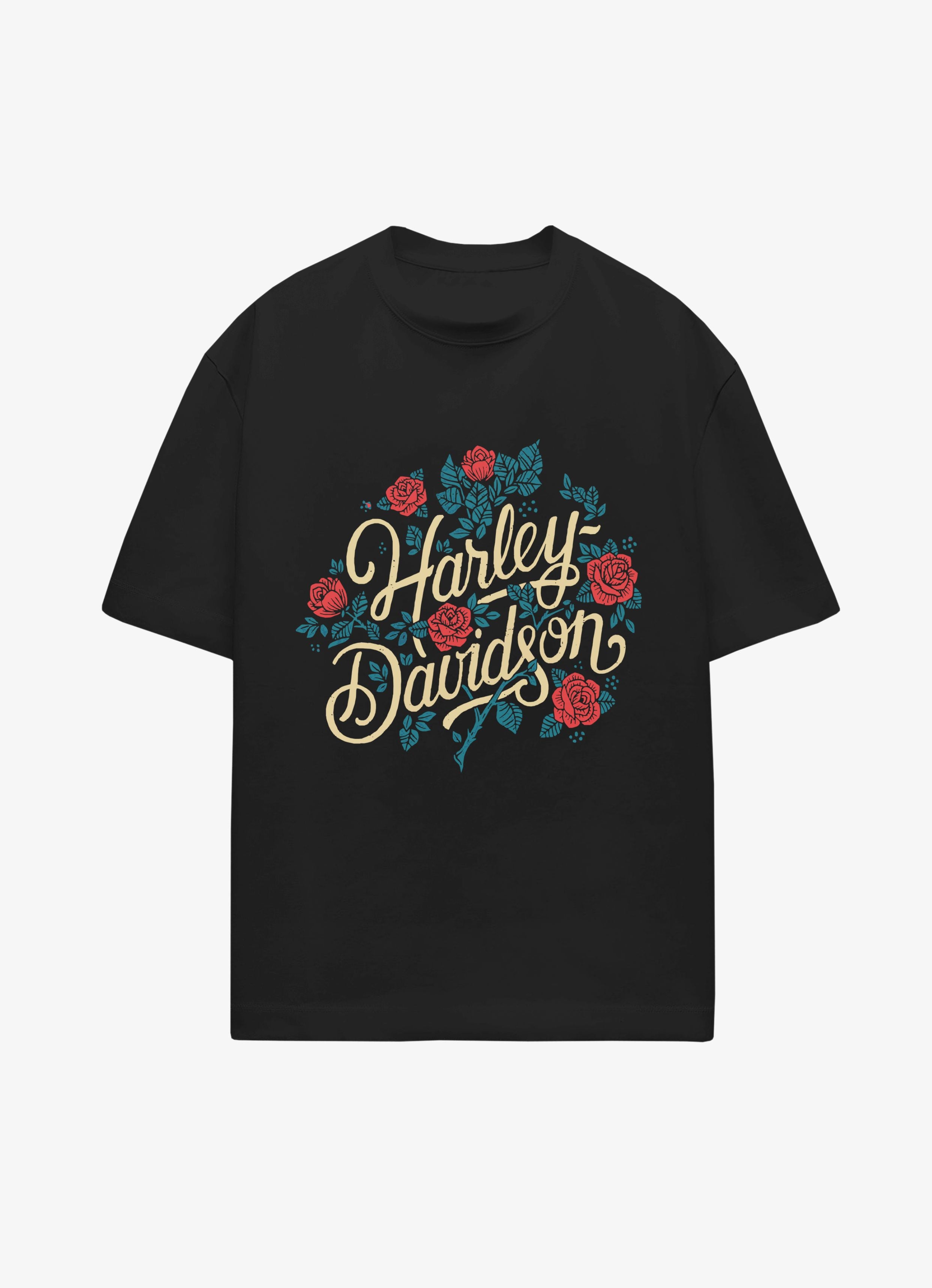 Harley Floral Black Oversized Tshirt