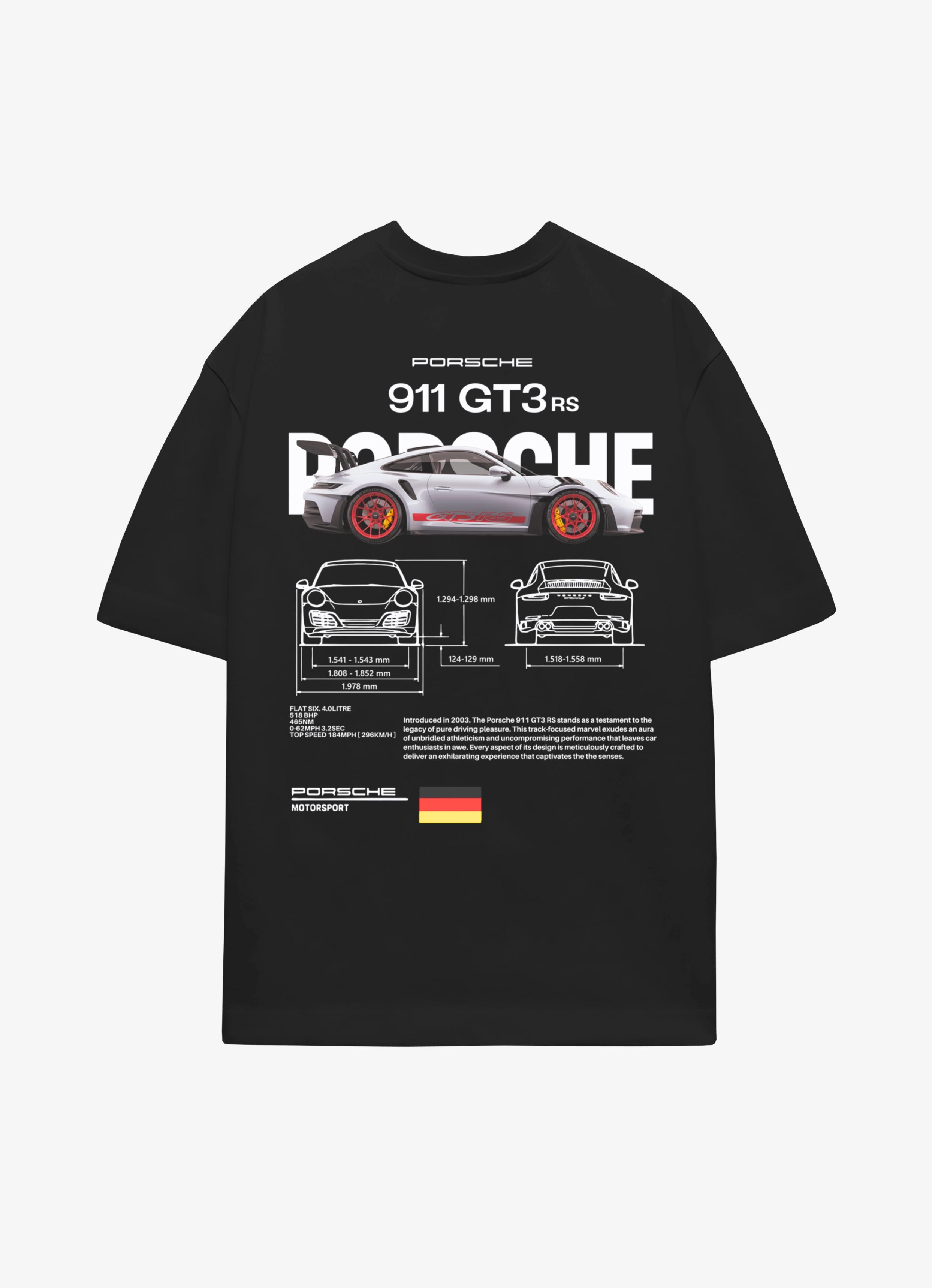 Porsche 911 GT3 F&B Black Oversized Tshirt