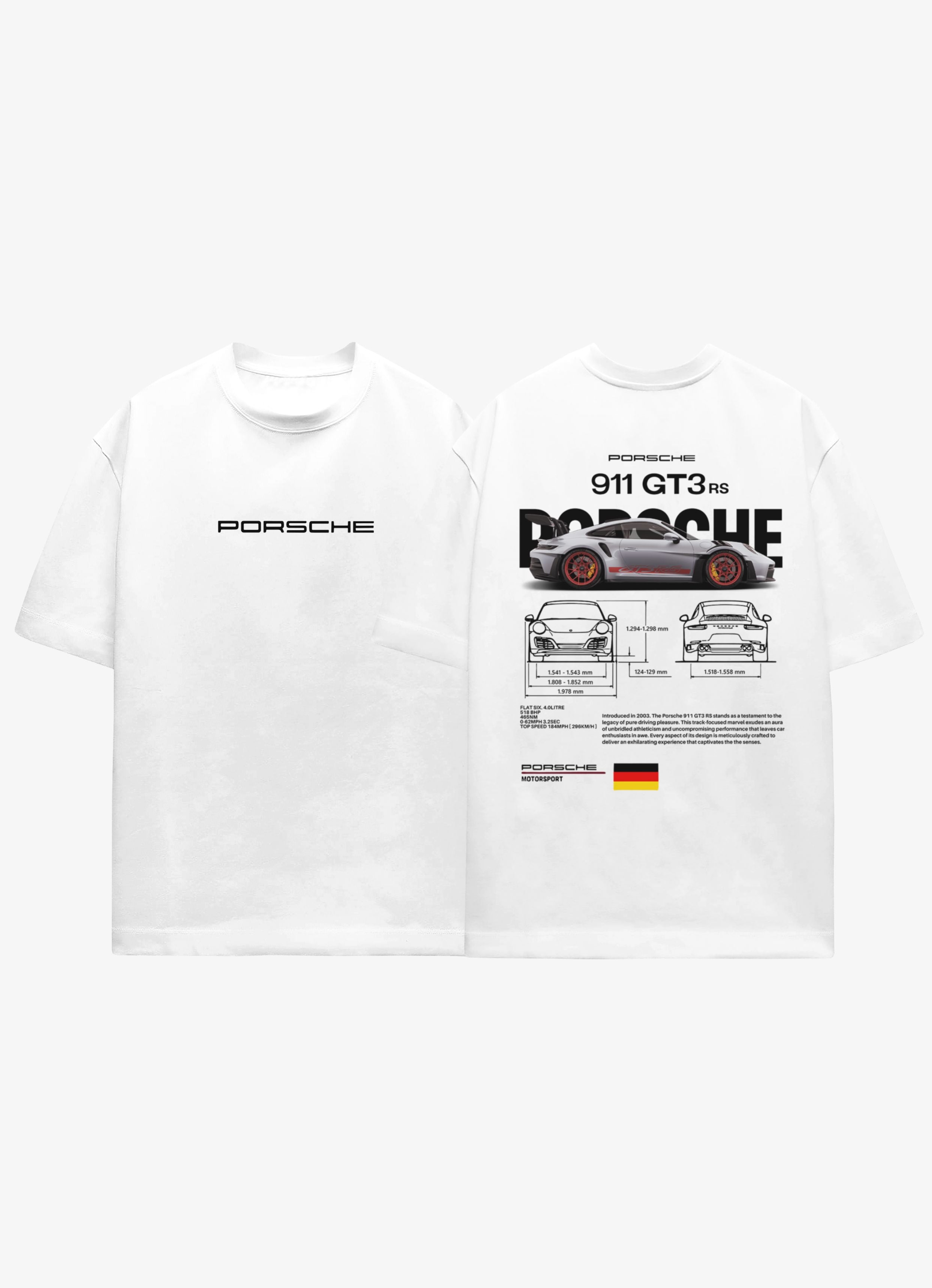 Porsche 911 GT3 F&B White Oversized Tshirt