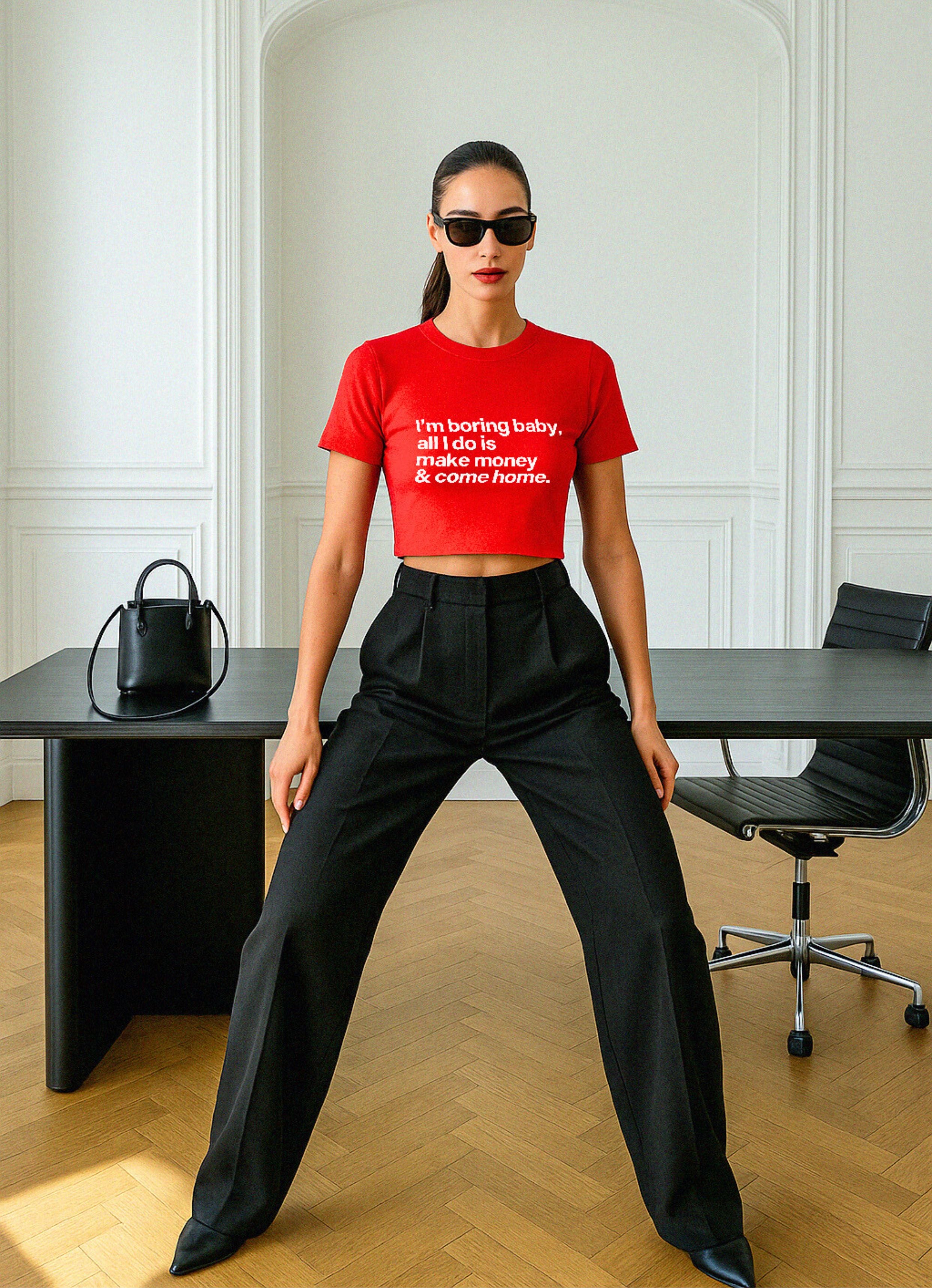 I'm Bored Baby Red Crop top