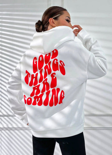 Good Things Are Coming White Unisex Hoodie