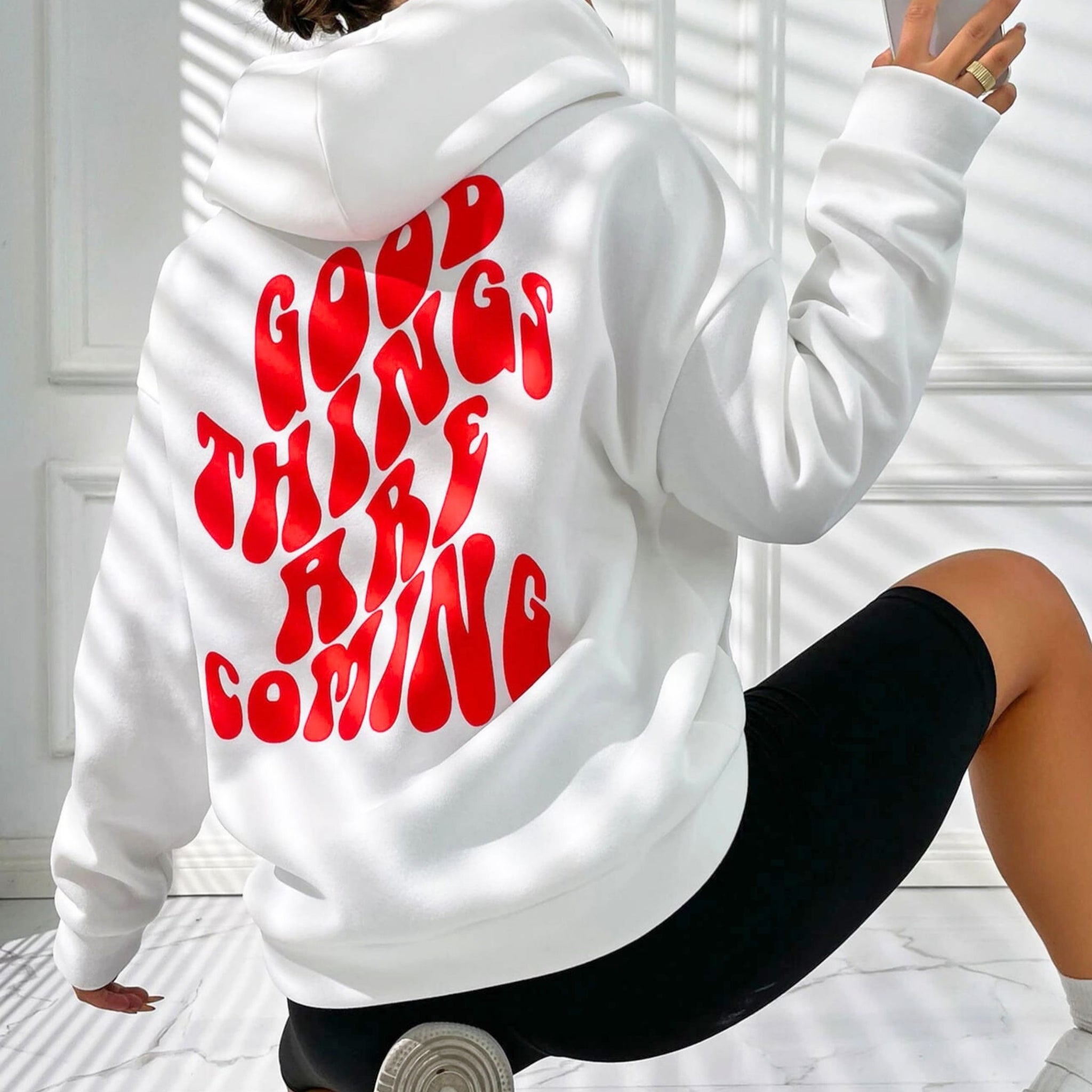 Good Things Are Coming White Unisex Hoodie