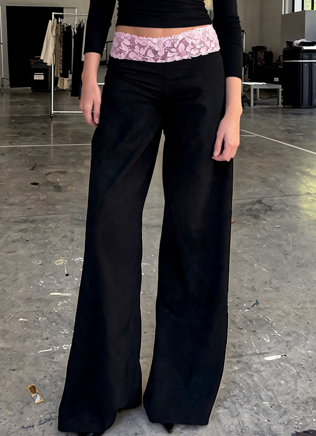 Black Rose Lace Flare Pants