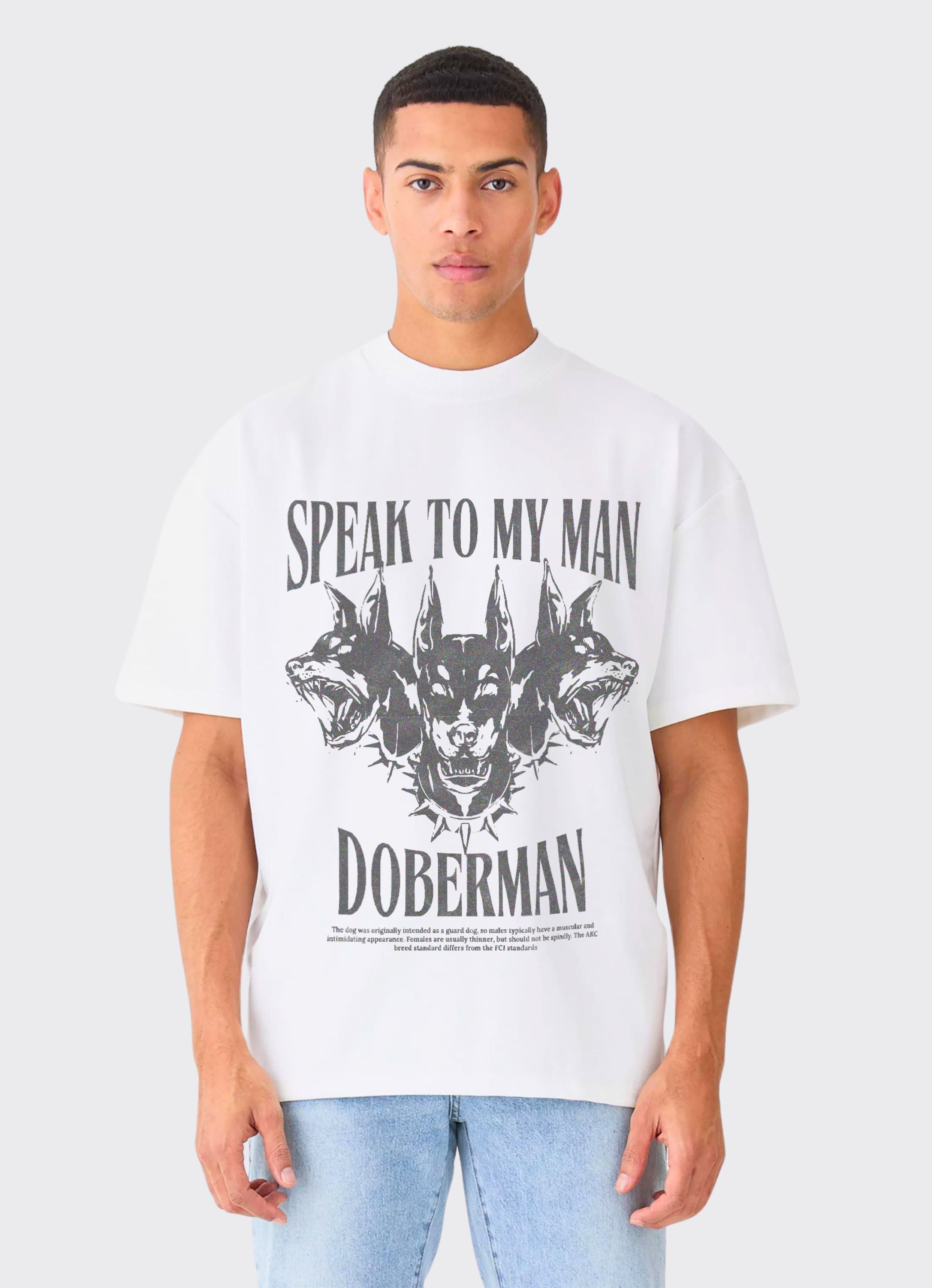 Doberman White Oversized Tshirt