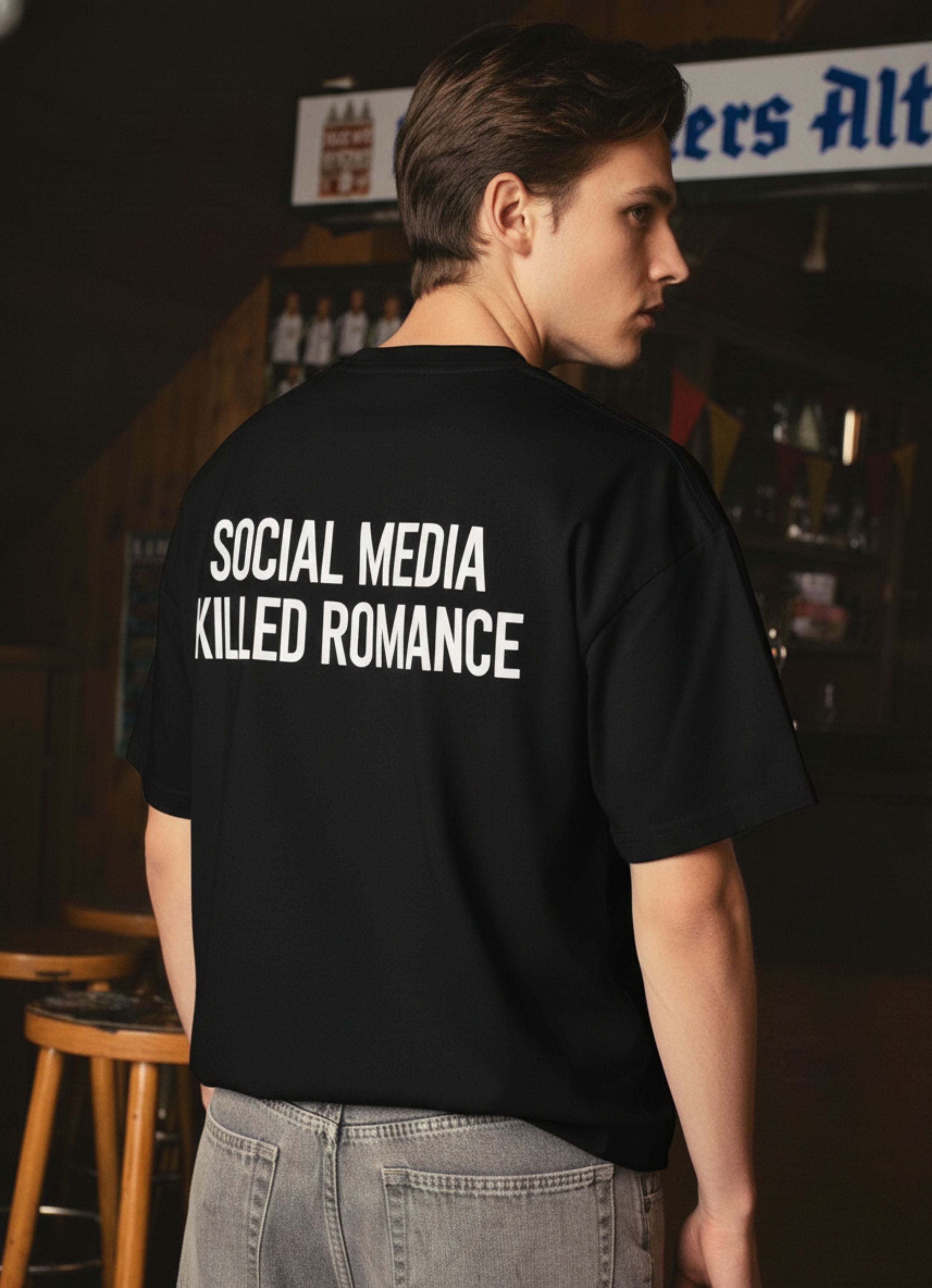 Social Media Killed Romance Tshirt | Black