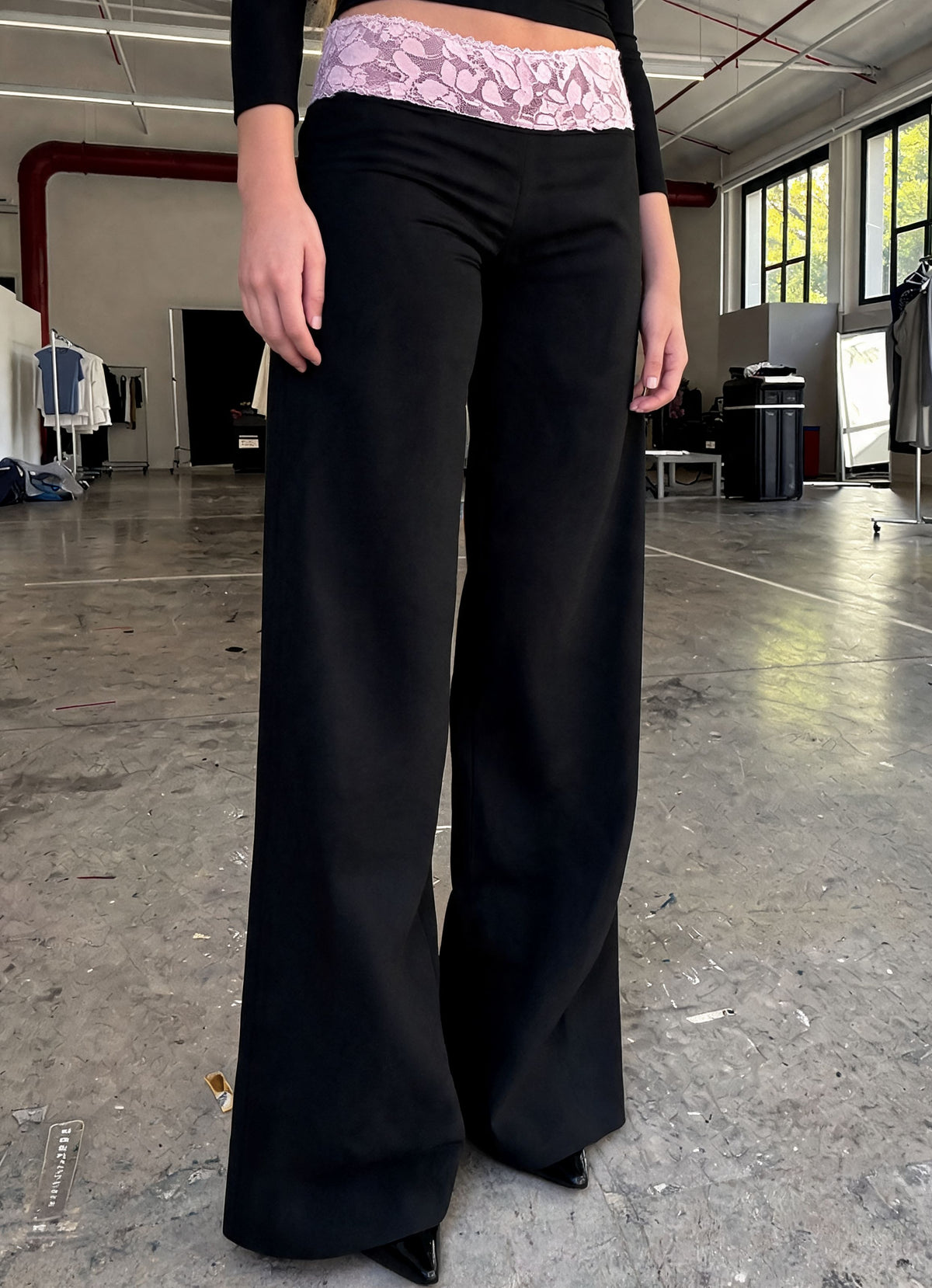 Black Rose Lace Flare Pants