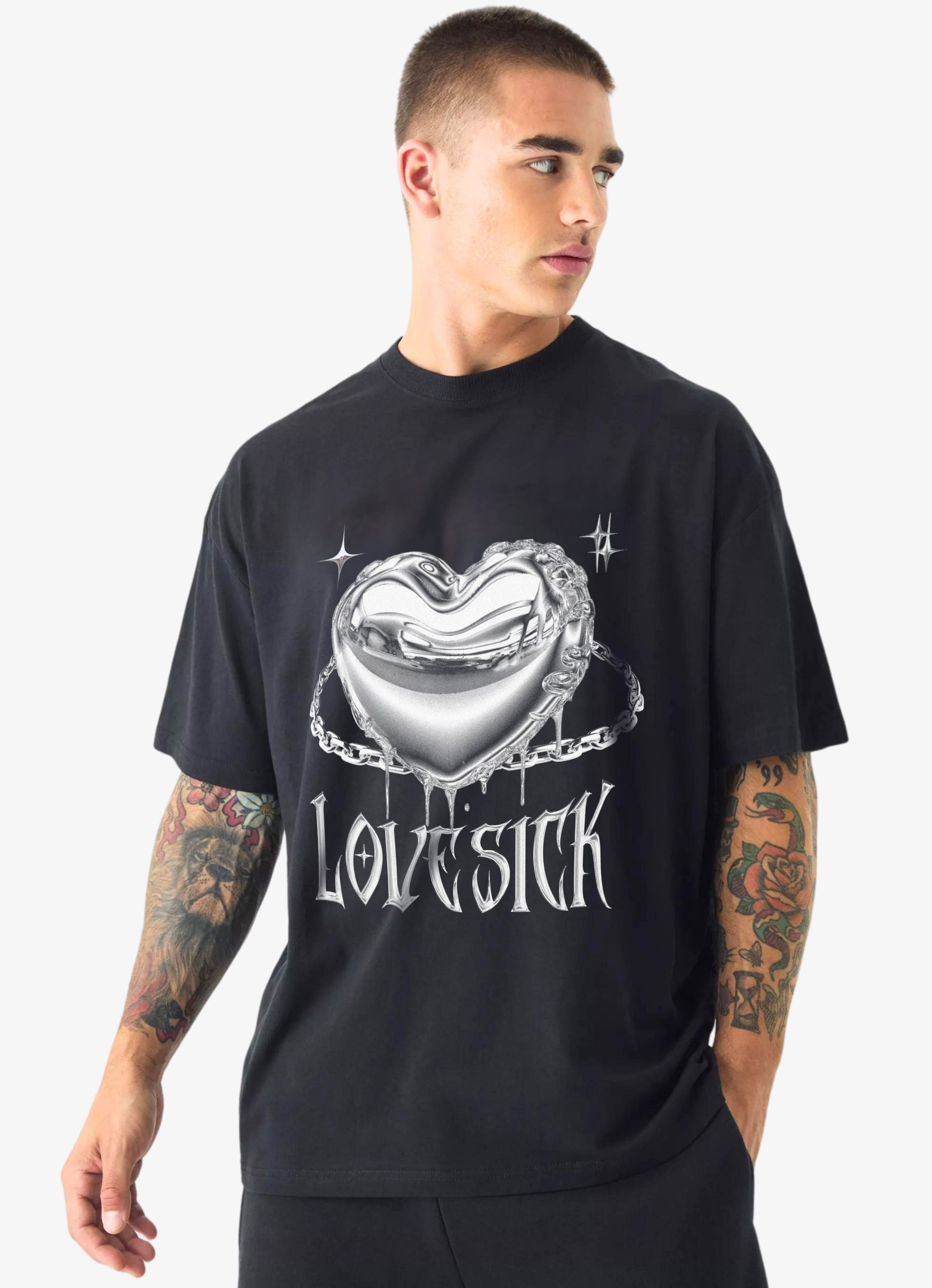 Y2K Lovesick Black Oversized Tshirt