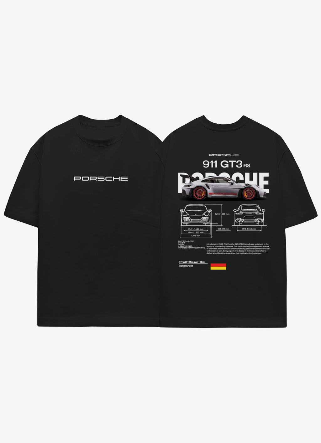 Porsche 911 GT3 F&B Black Oversized Tshirt
