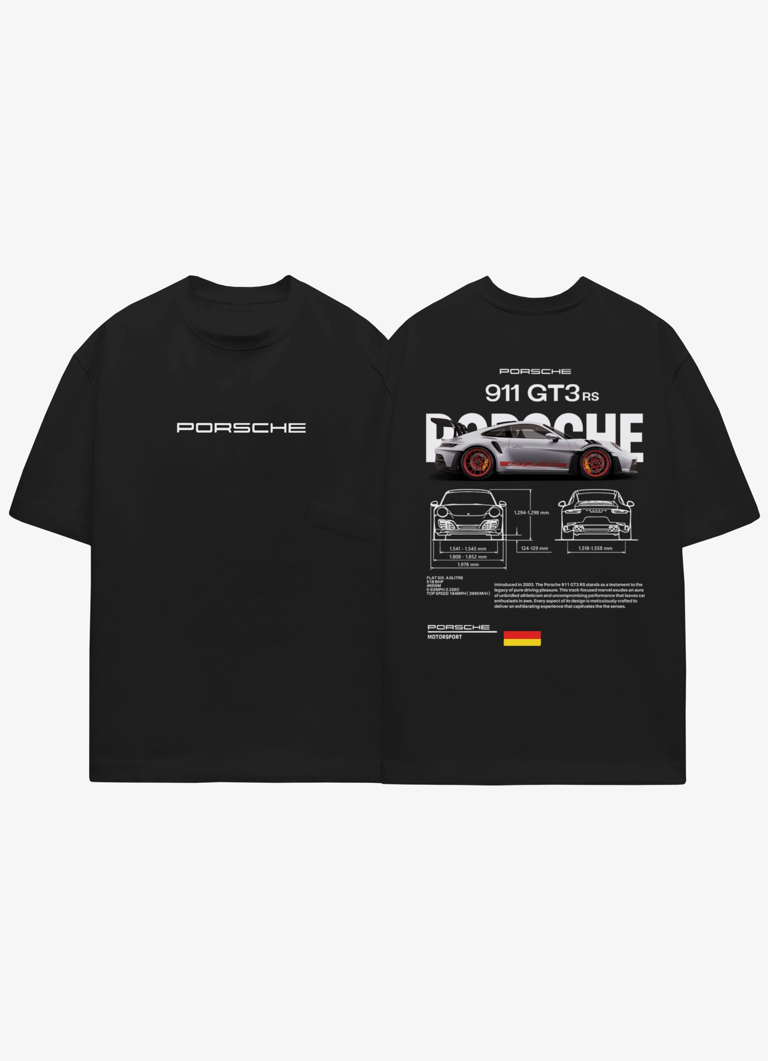 Porsche 911 GT3 F&B Black Oversized Tshirt
