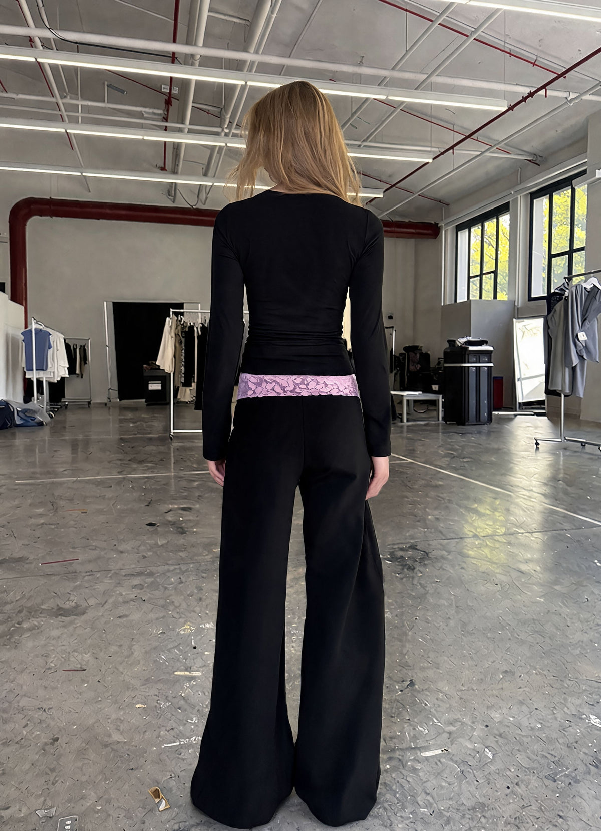 Black Rose Lace Flare Pants