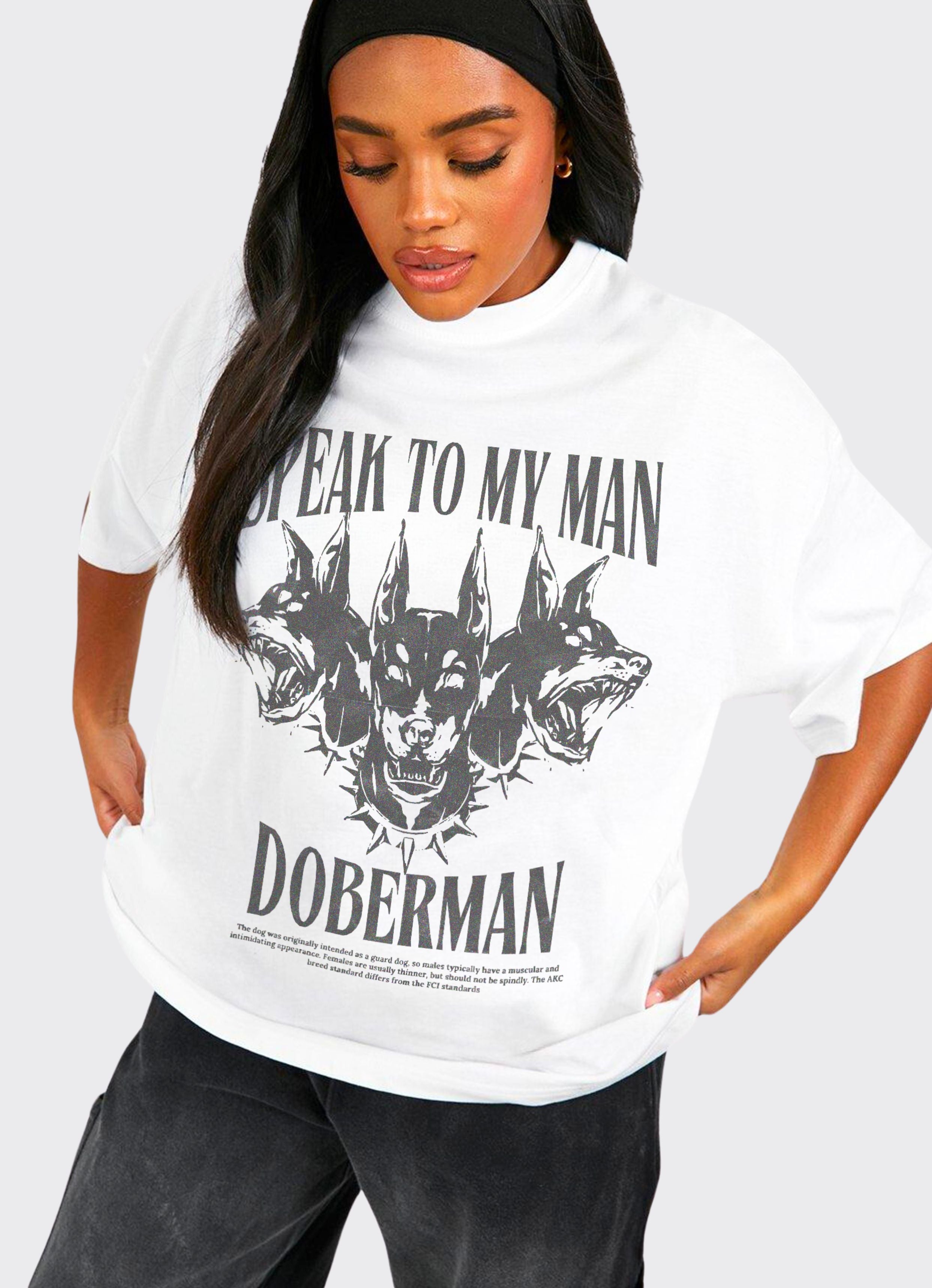 Doberman White Oversized Tshirt